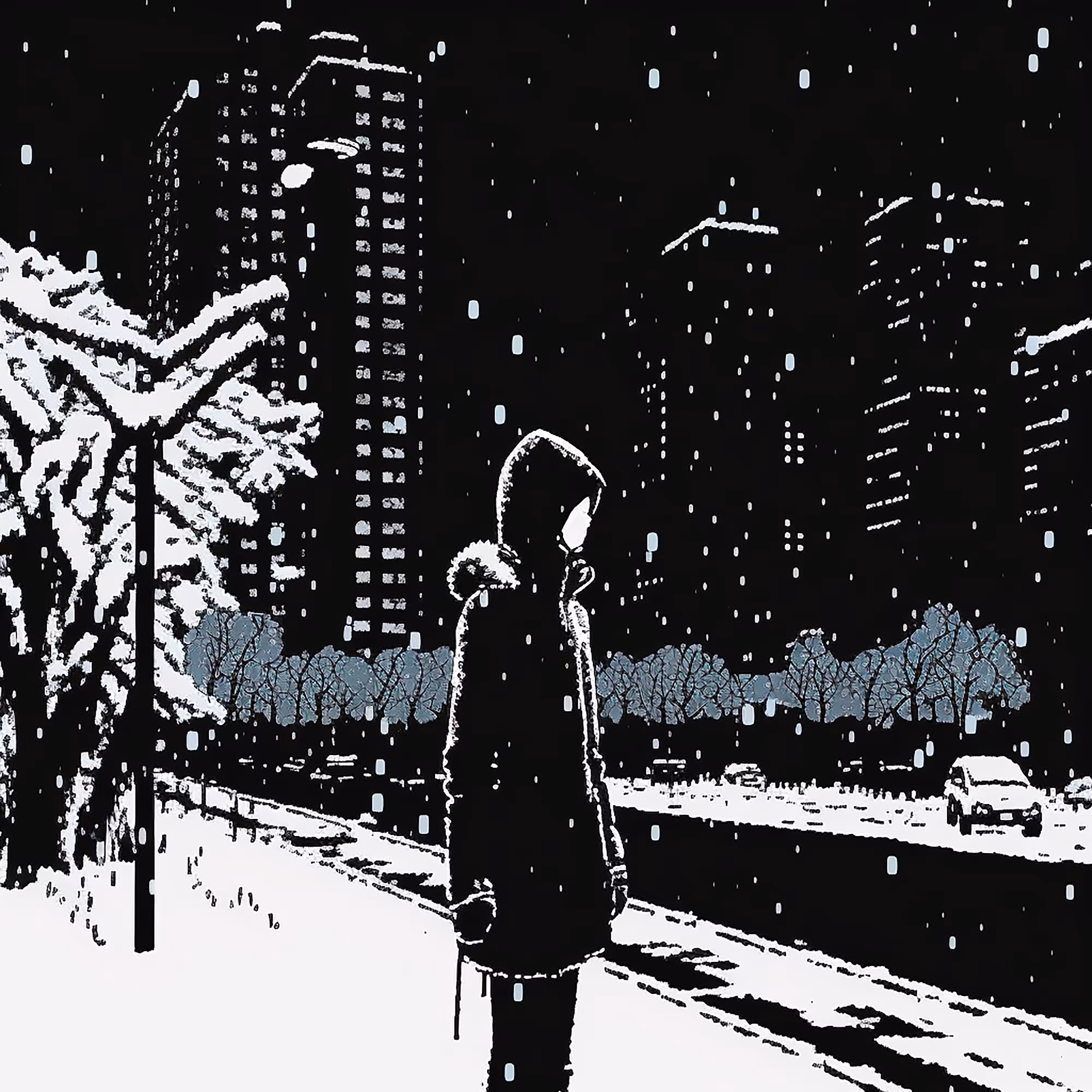 Eyes of the Camera on a Snowy Moment in the City