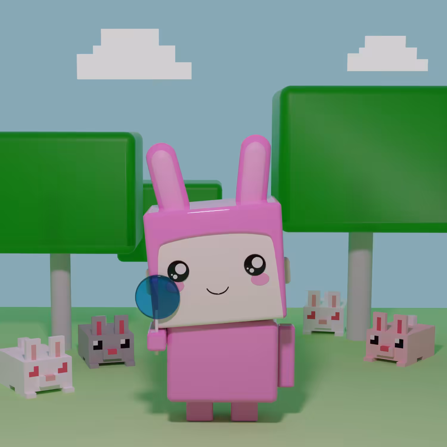 Rounded Cubie PInk Bunny