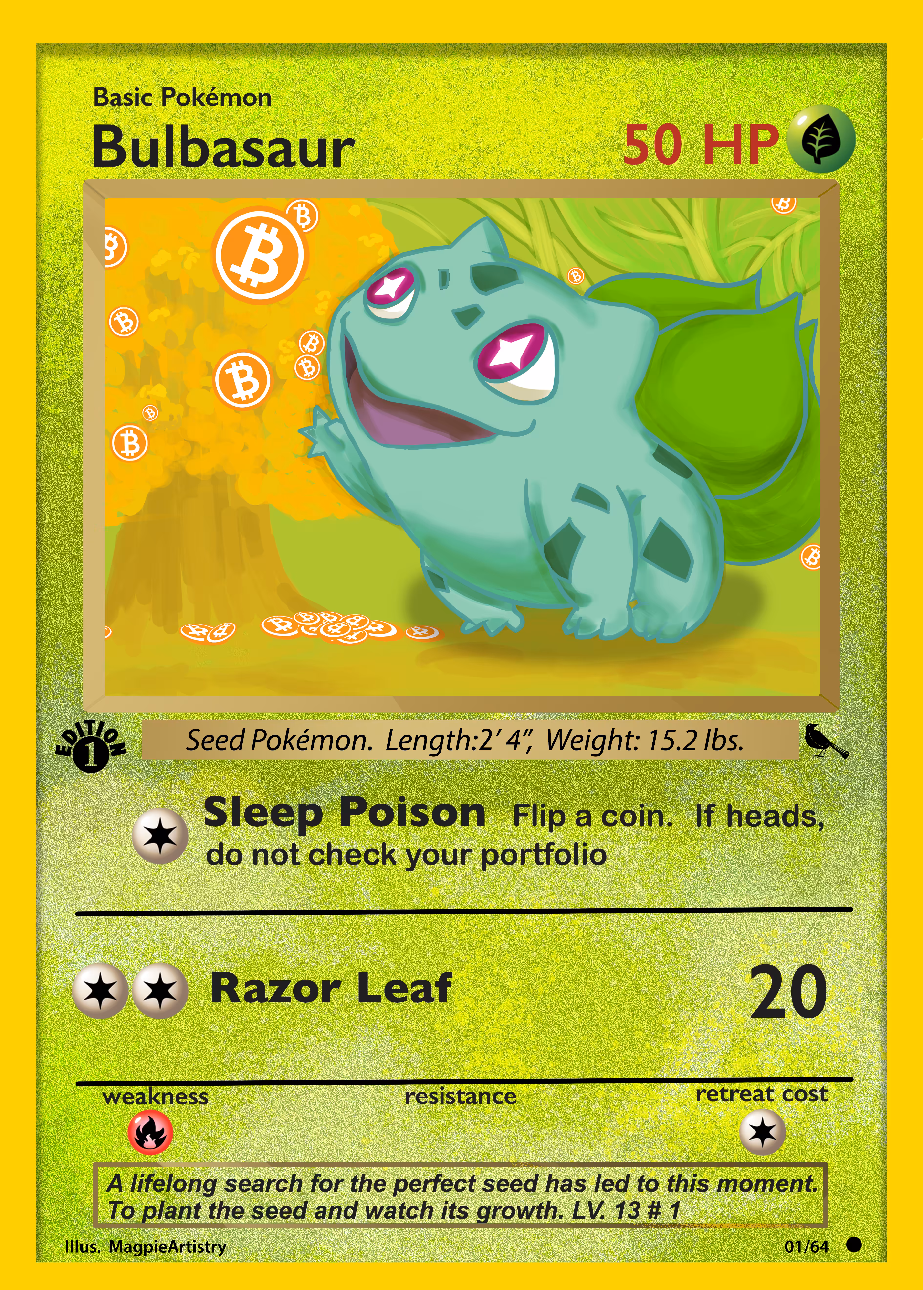 1st Edition Bitcoin Bulbasaur --CryptoMon Series