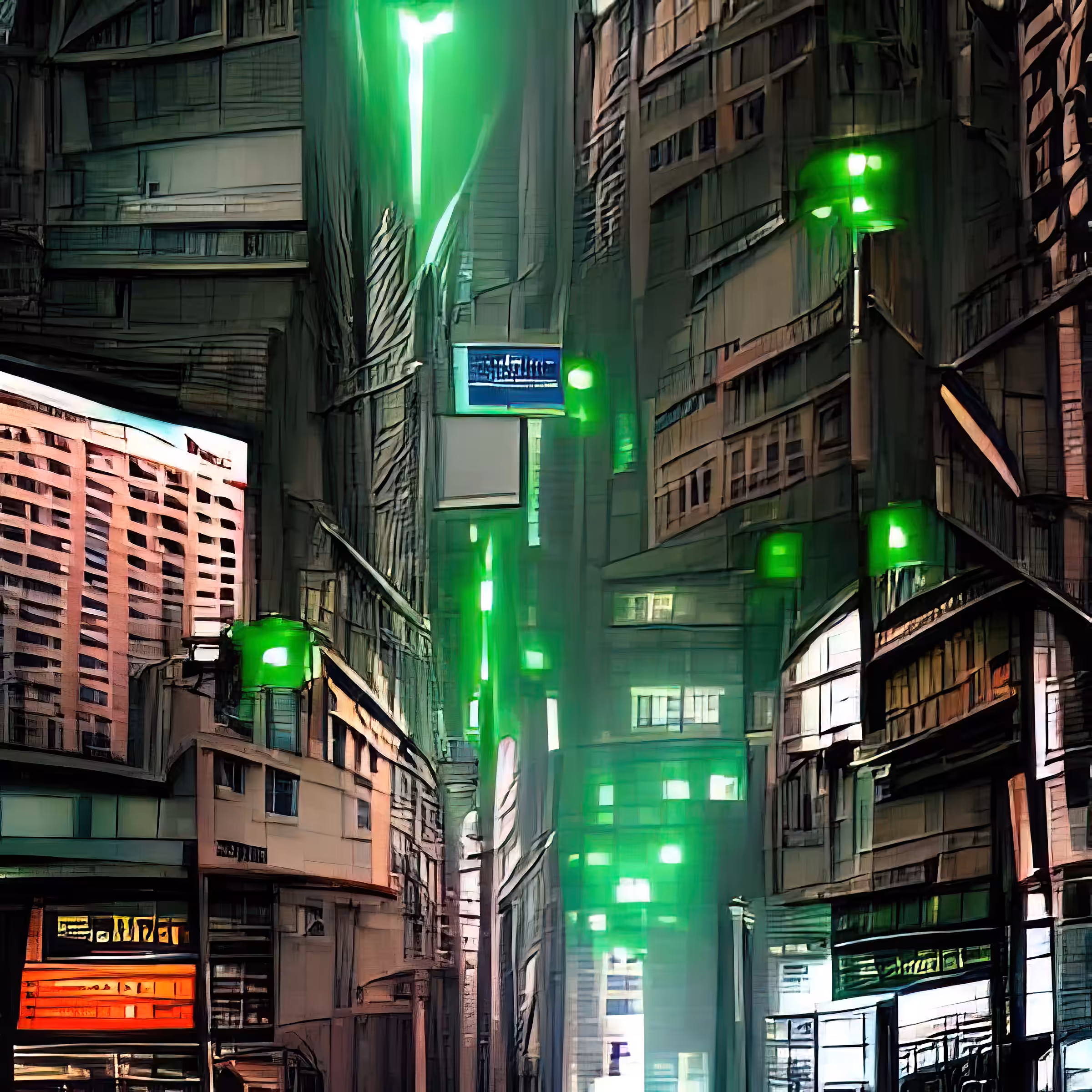 streets of cyberpunk city green light KoWEbEsm08YwhvDOqvZO