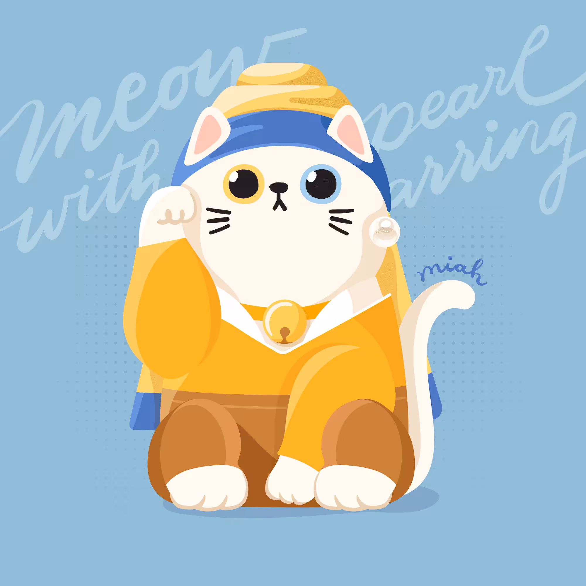 Manekineko x Famous Painting #1 : Meow with a Pearl Earring