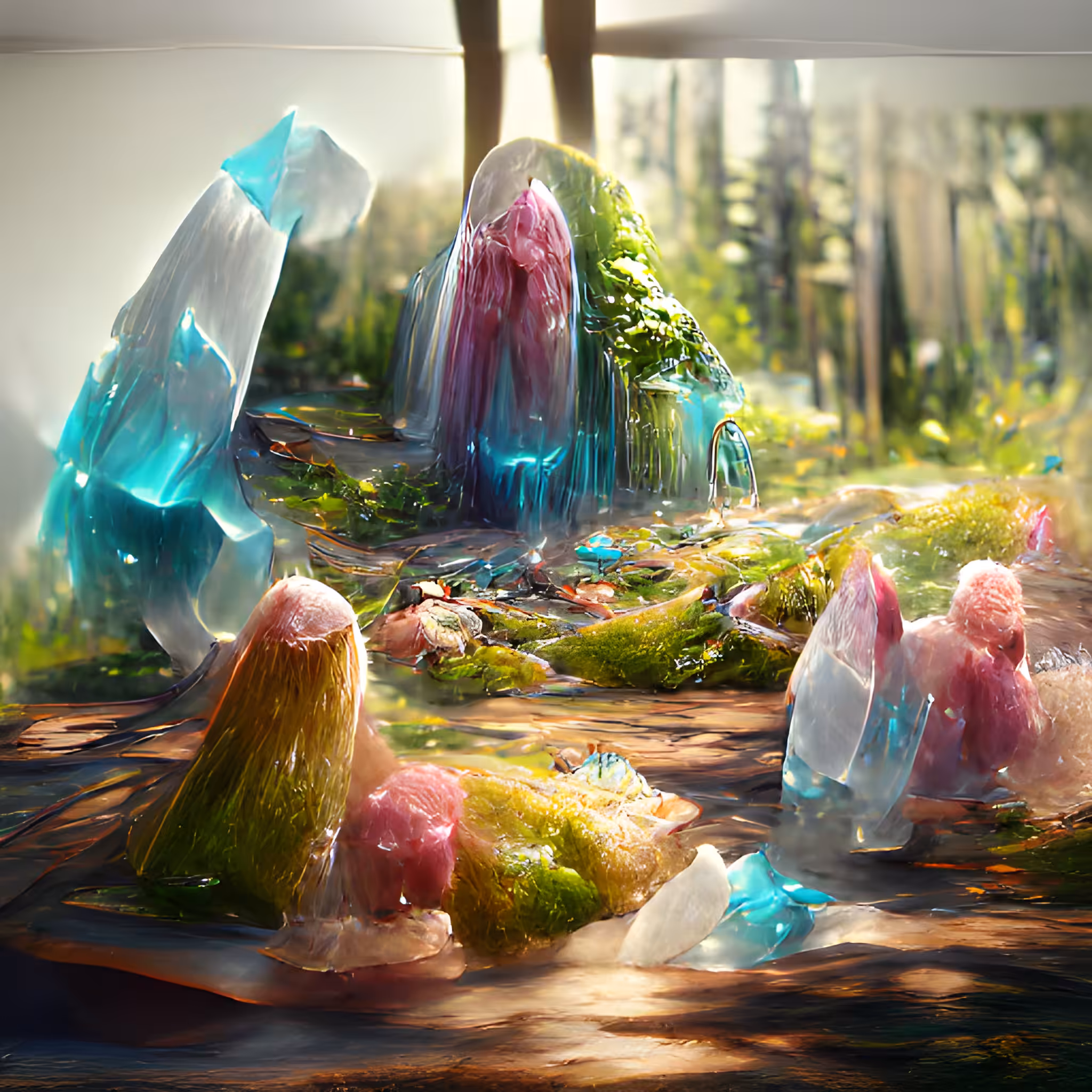 Crystals Stick Out of The Woods