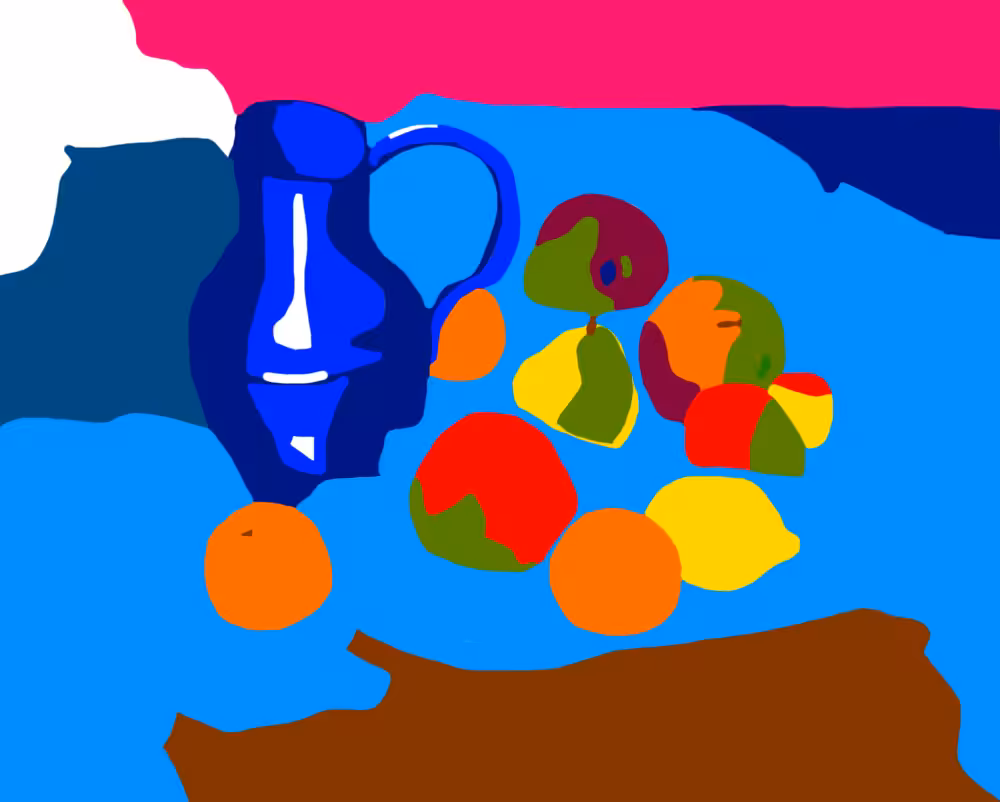 Des fruit en vracs sur la nappe bleu