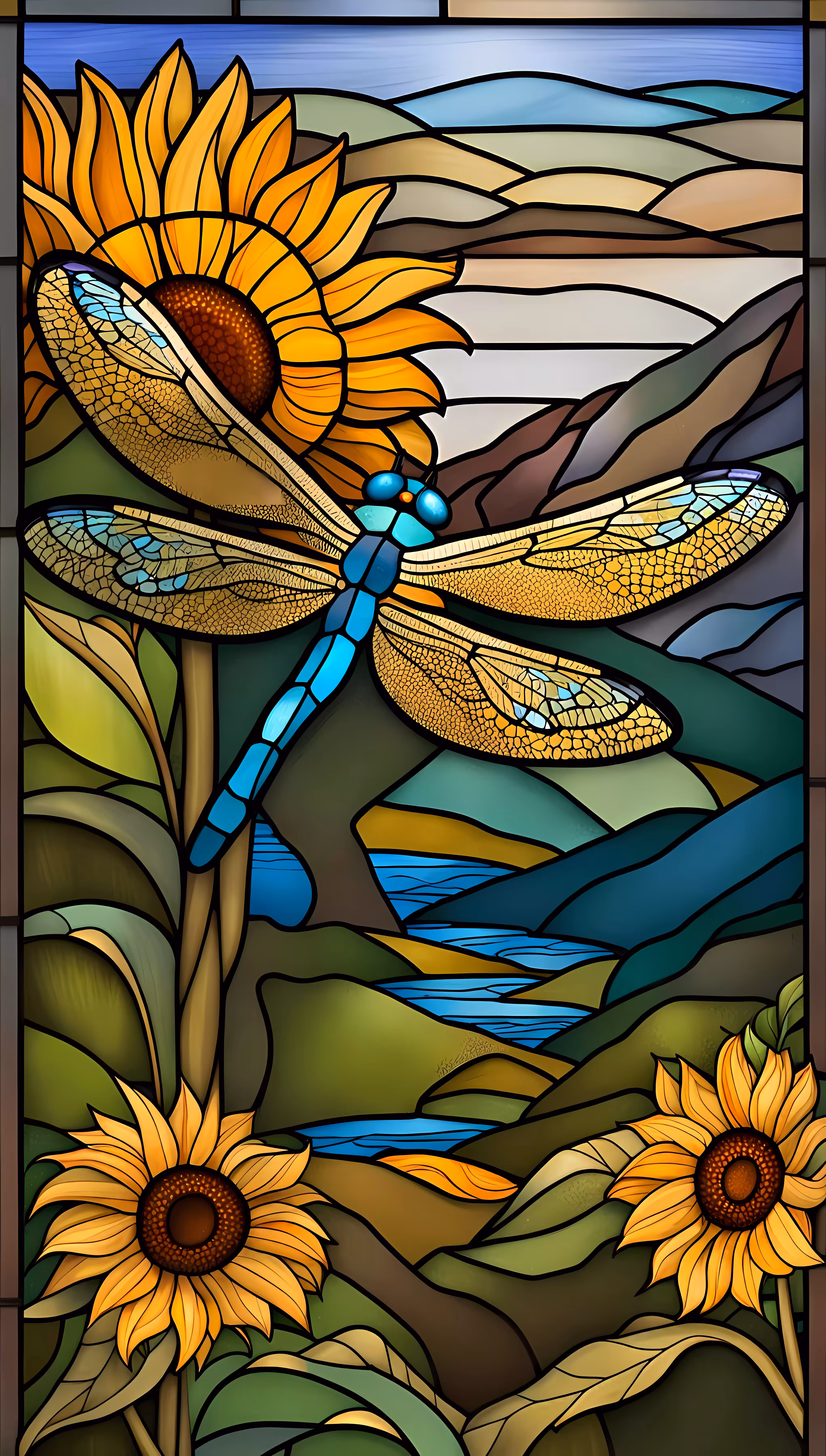 Dragonfly Sunflowers