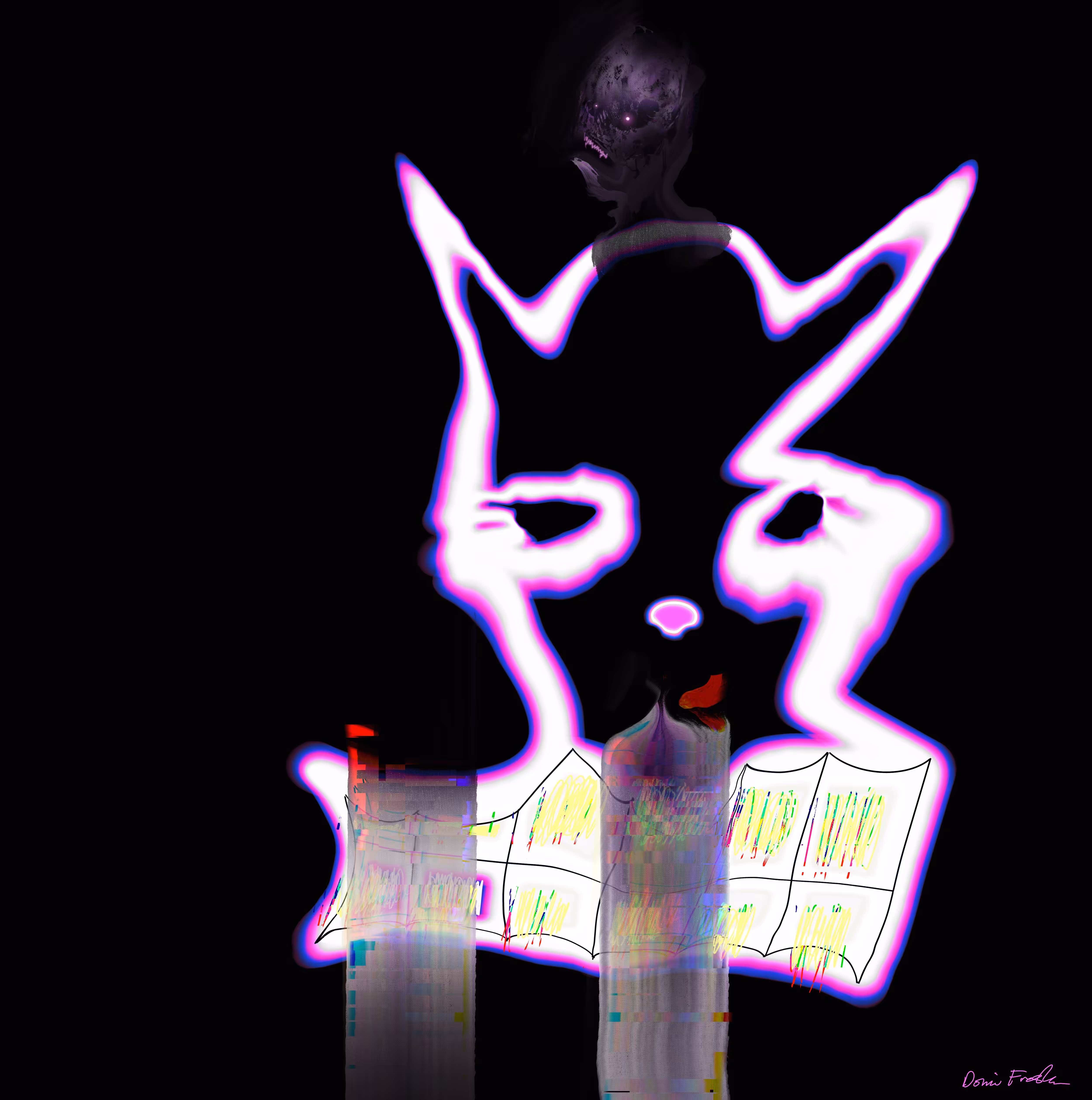 Donnie Fresher Faces: Abstract Cat With Demon Head 