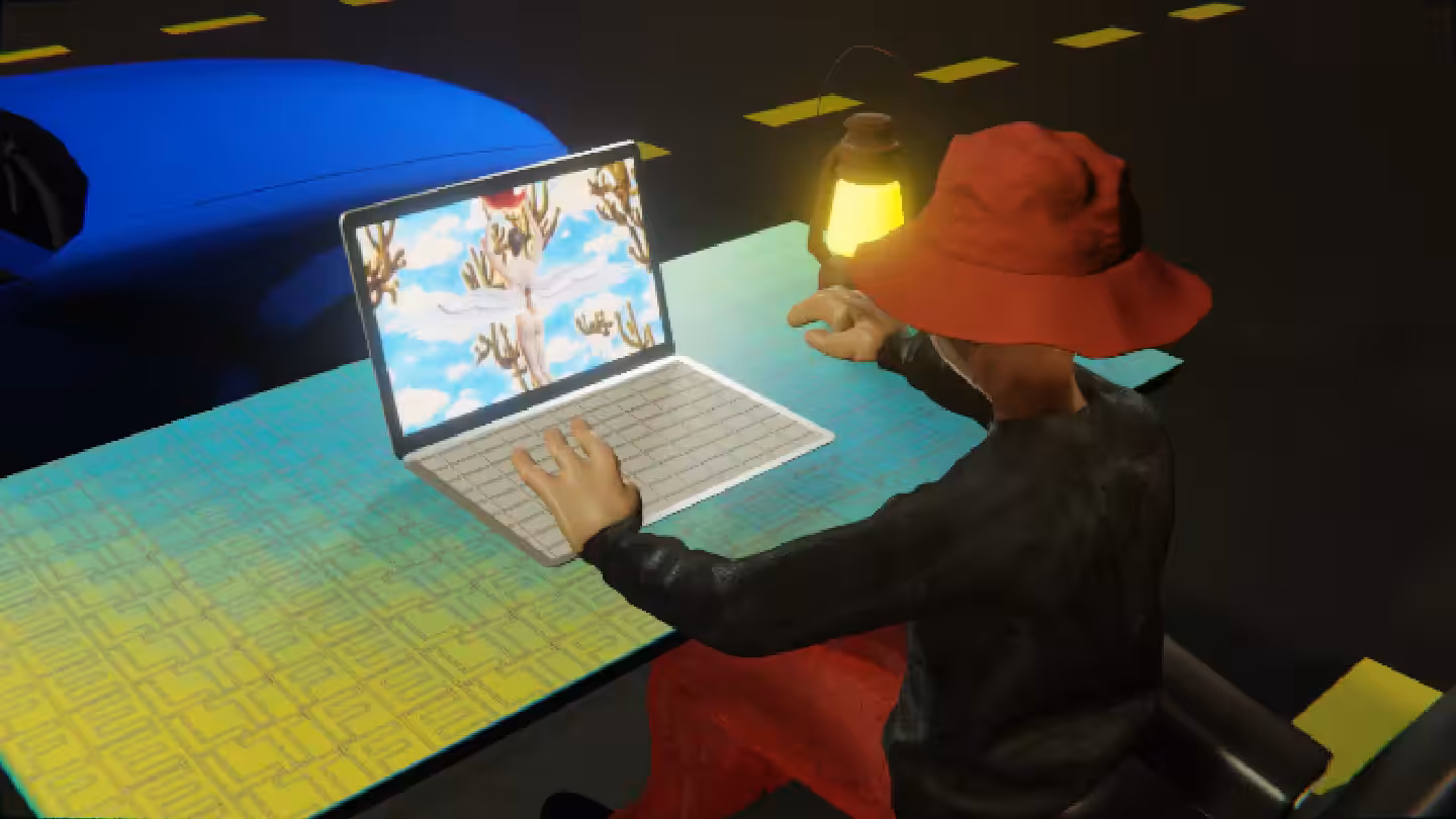 Desktop by Felt Zine: Desktop #282: The Hypebeast in the Eames Chair With a Gas Lamp and a Gardens Monitor on a Green FELT Zine Table in The Streets