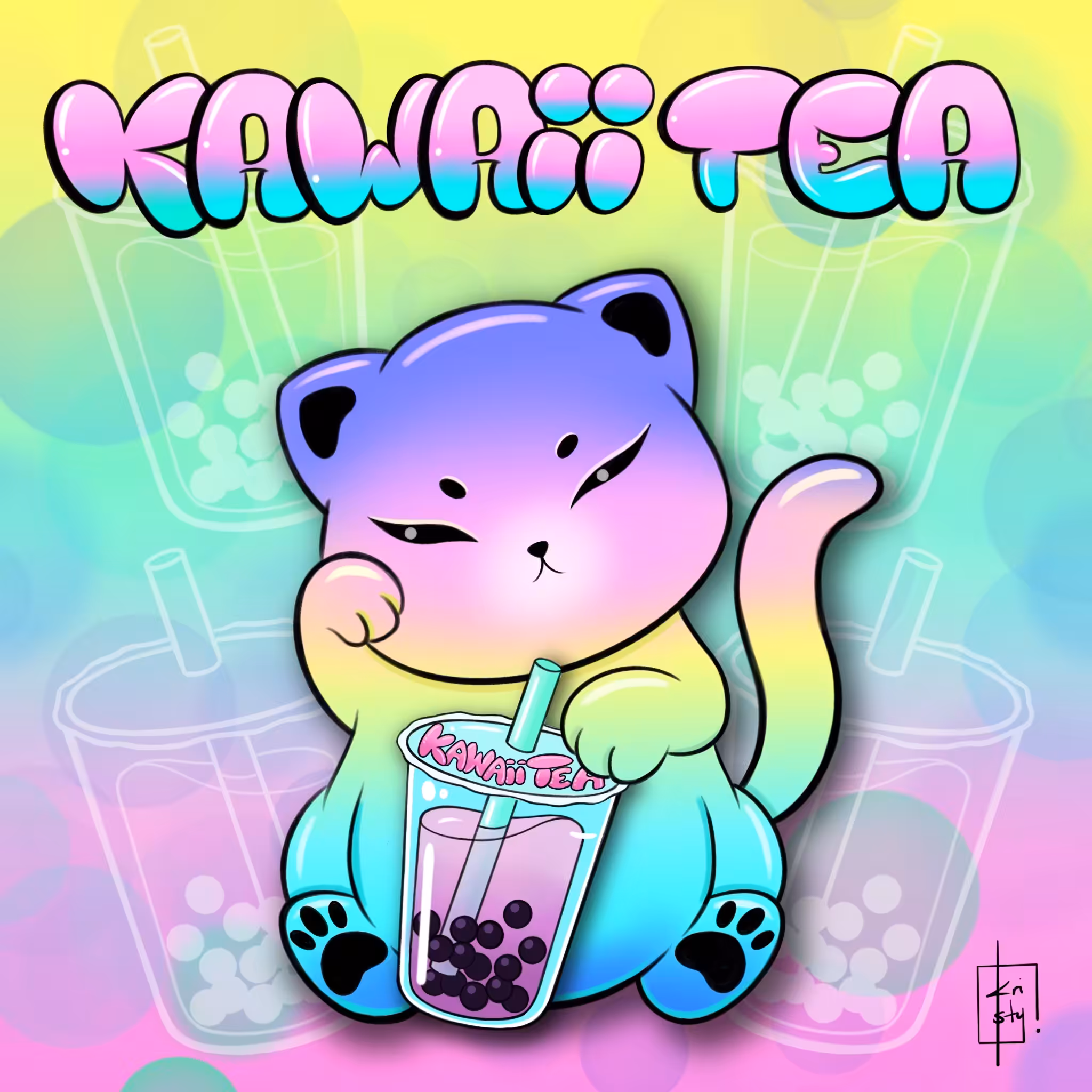 Kawaii Tea Fortune Cat
