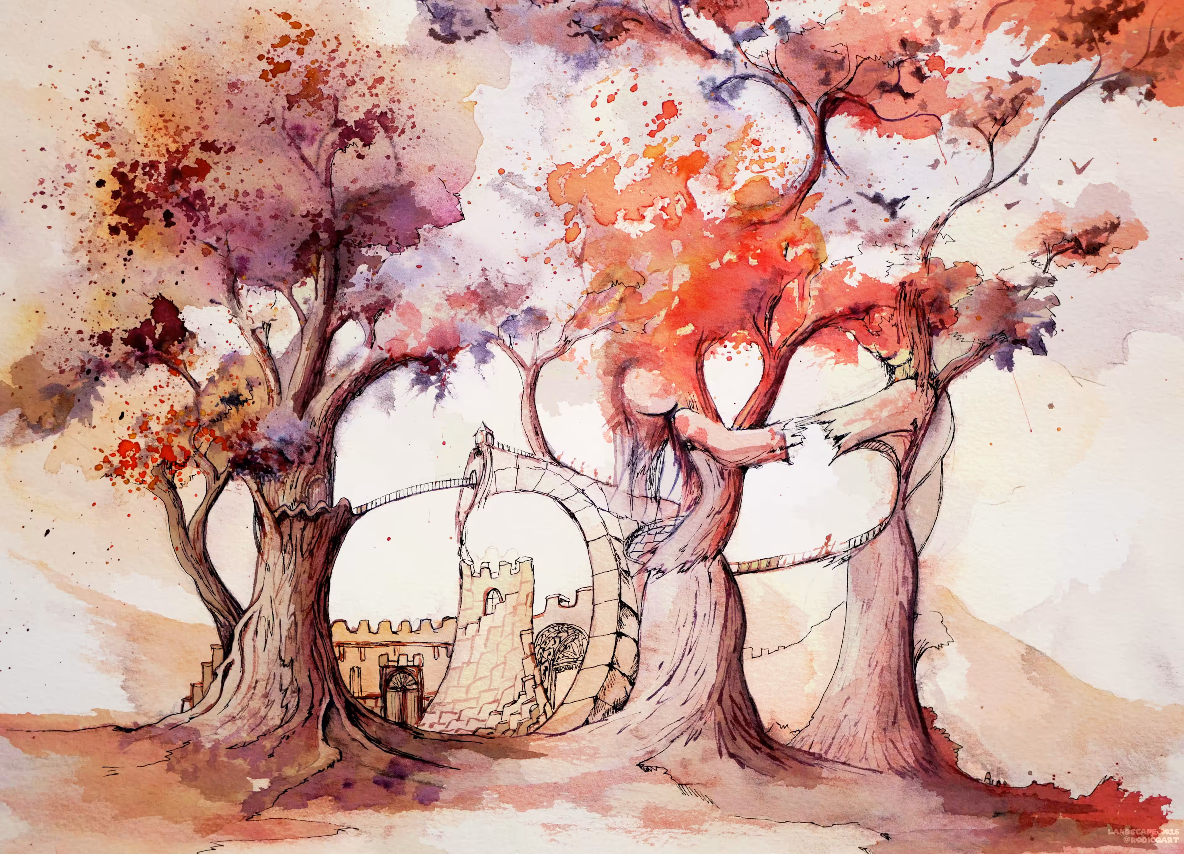 Fantasy watercolor landscape 0016