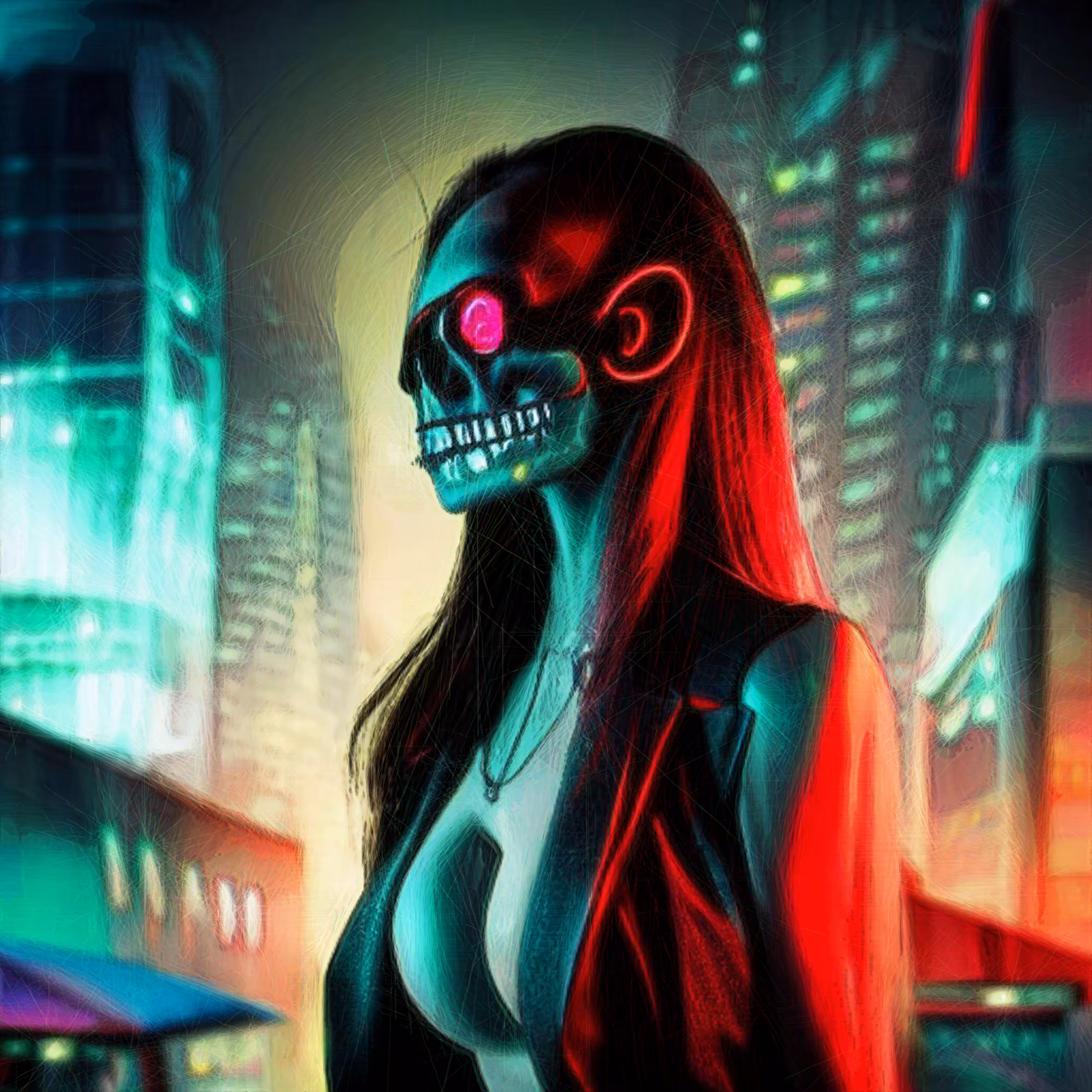 CYBERPUNK SKULL GIRL #1