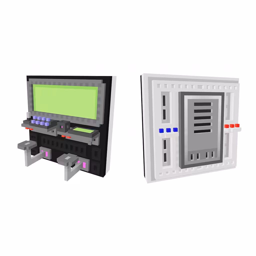 Panel 2 - closed door (light) & computer station (dark)