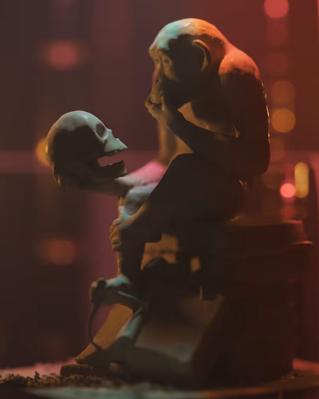 Ape with skull