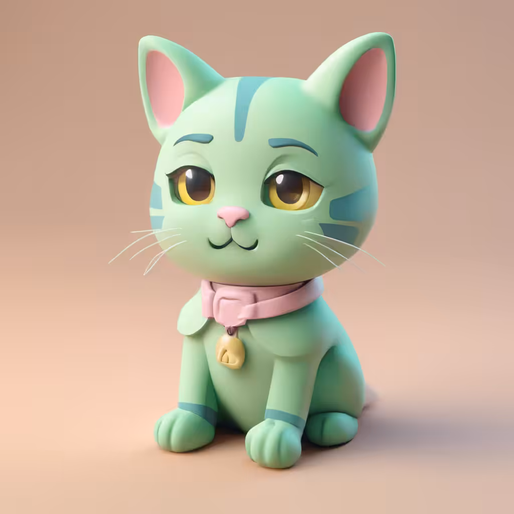 Adorable Isometric Cat Emoji