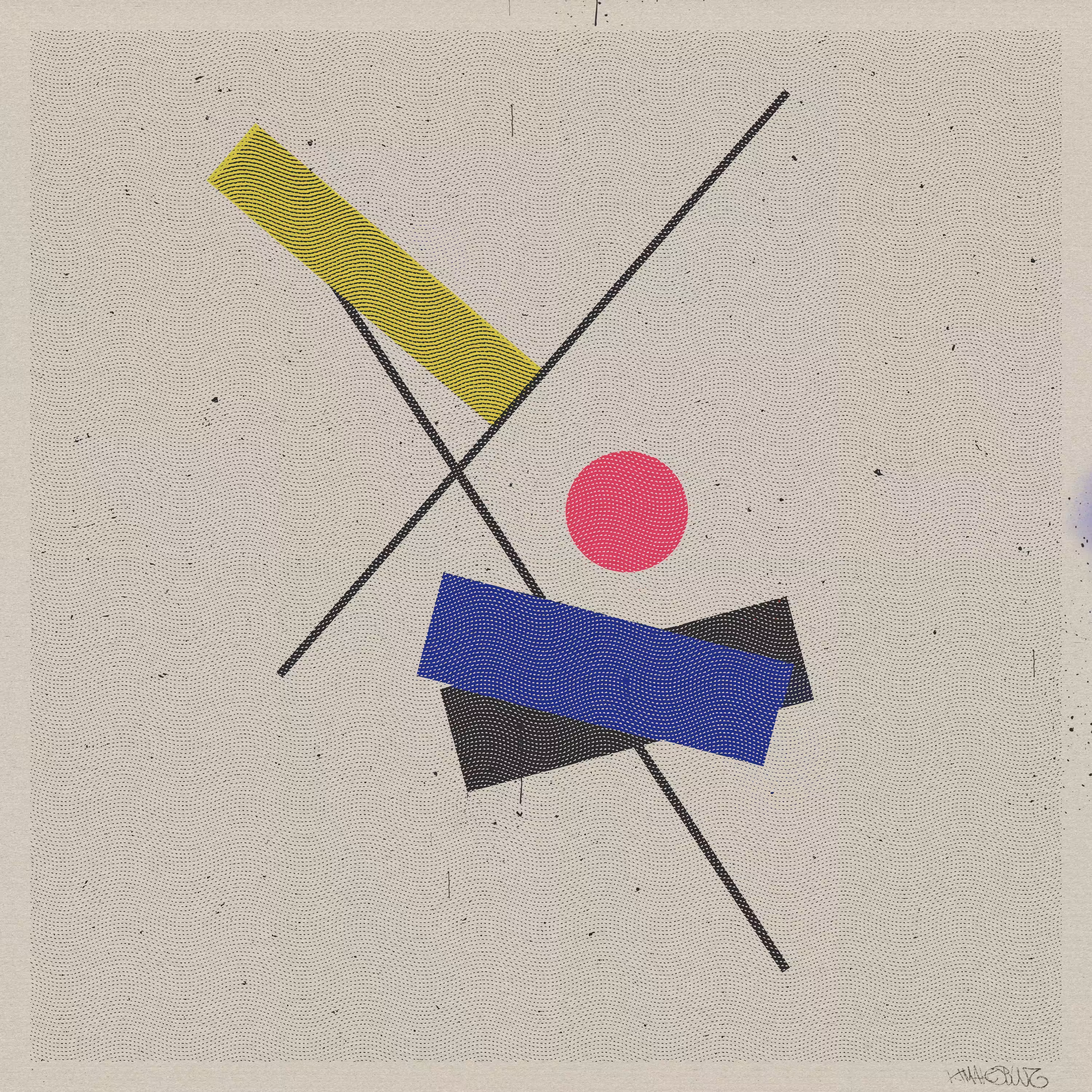 Suprematist composition with pink accent