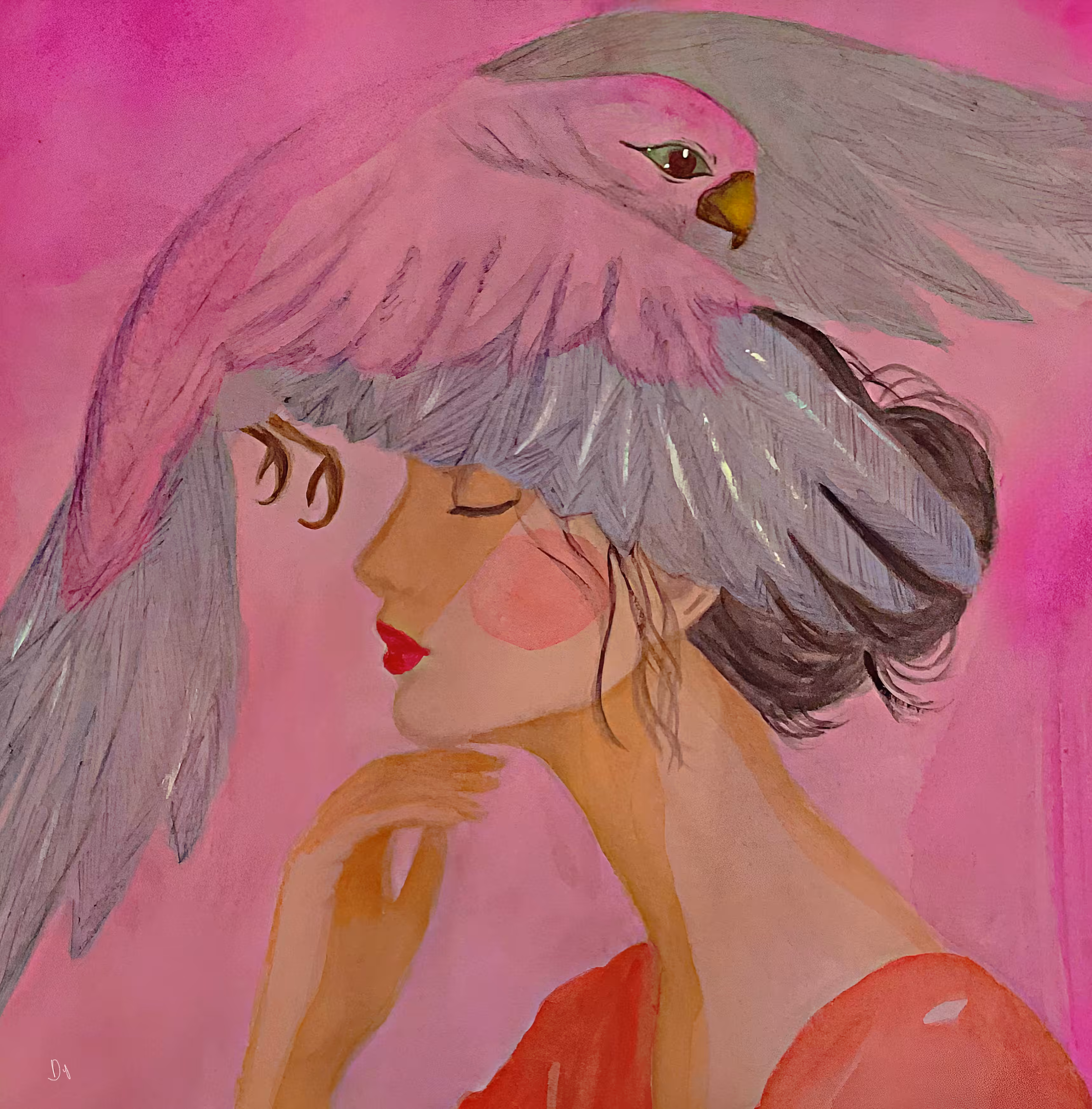 The lady and the bird