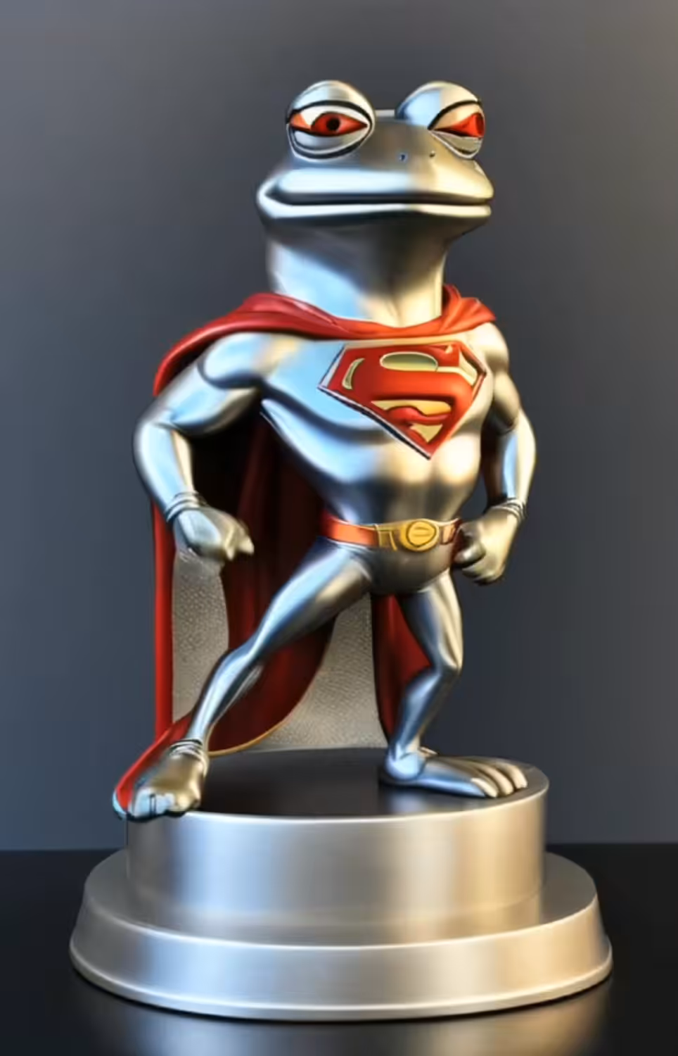 FAMOUS SCULPTURES: Super Pepe - Silver sculpture - #objkt4objkt