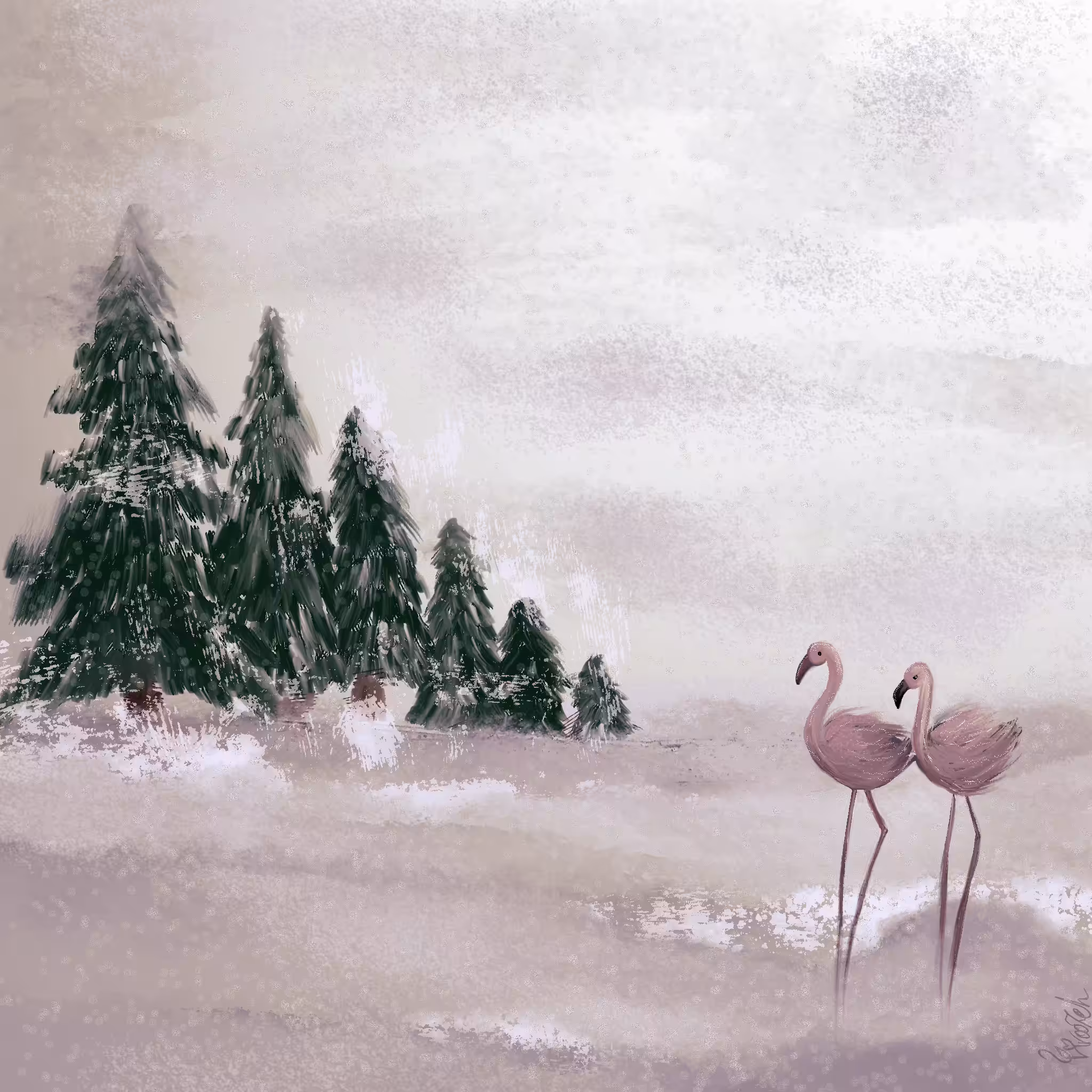 Between the snow