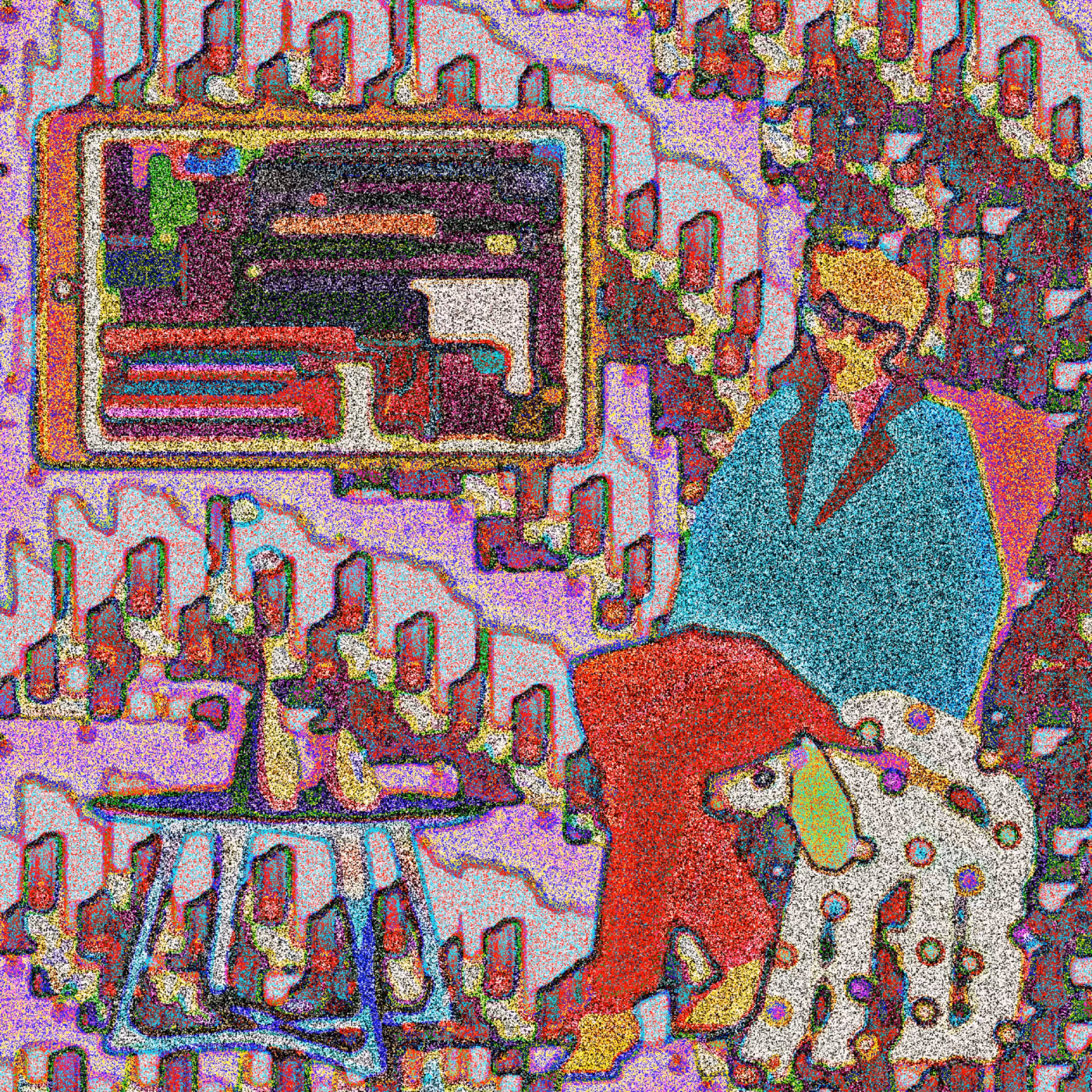 A man watches "OBSVSN"