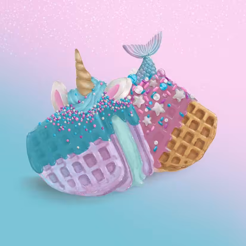 Unicorn x Mermaid Ice Cream Waffle