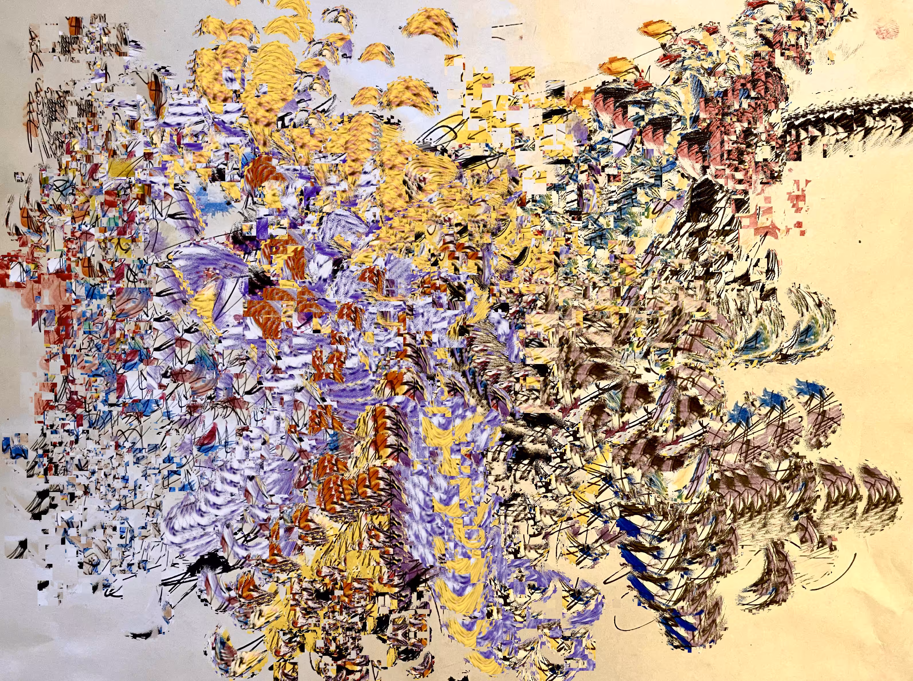 digital manipulation of an ink/water color