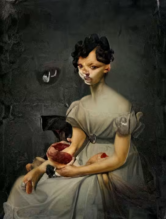 Portrait of a woman with a genetically modified pig heart