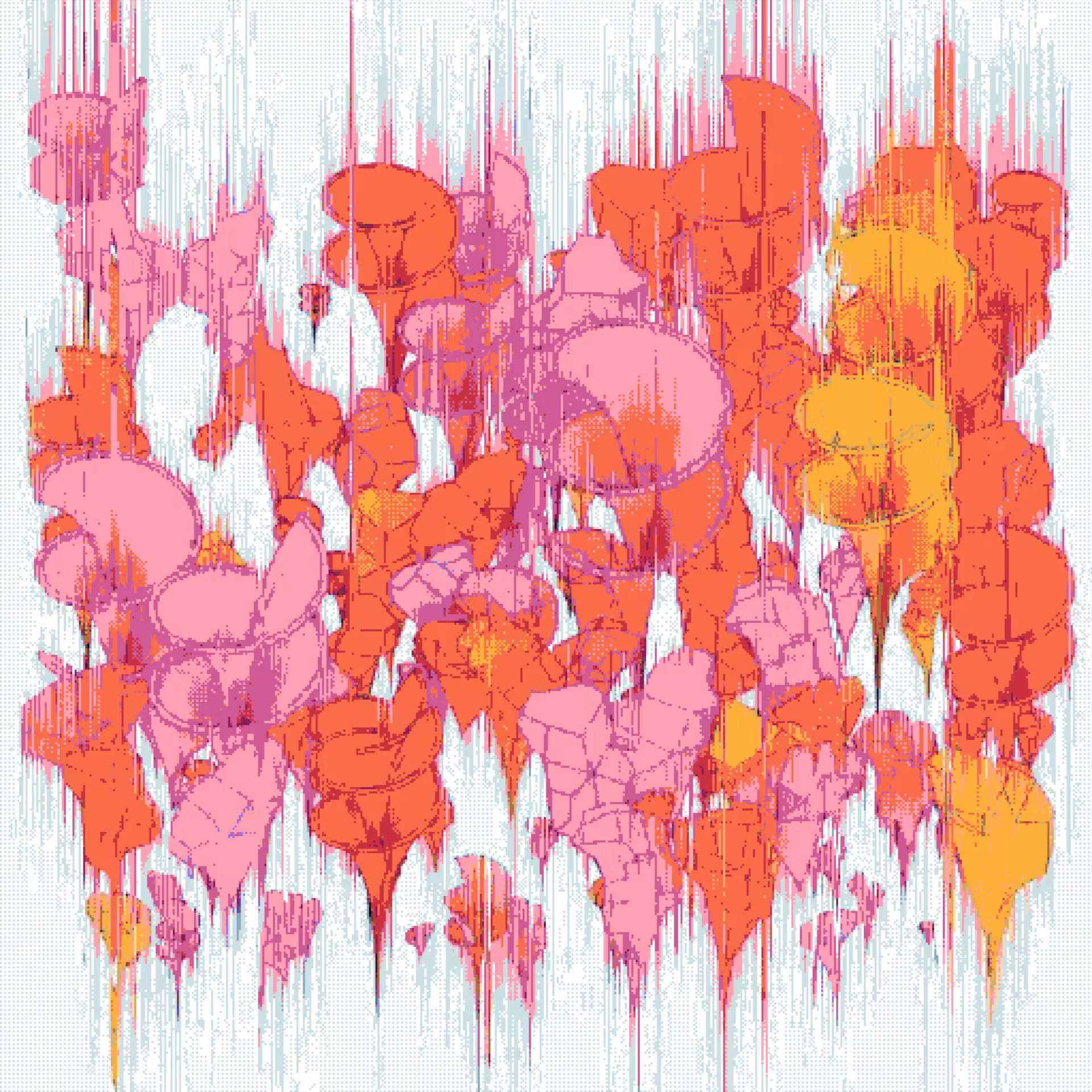 Dithered Geometric Flower Arrangement