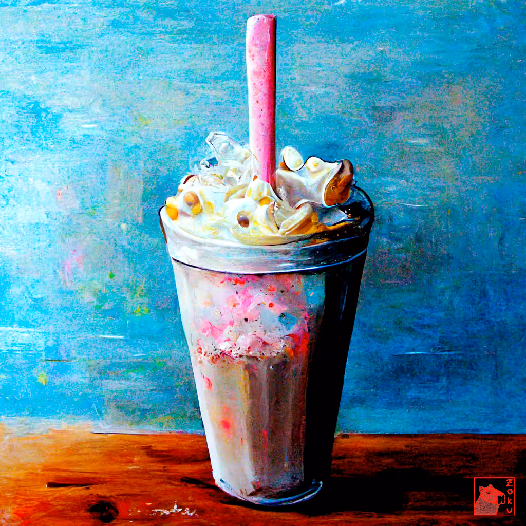 A milkshake with ice cream