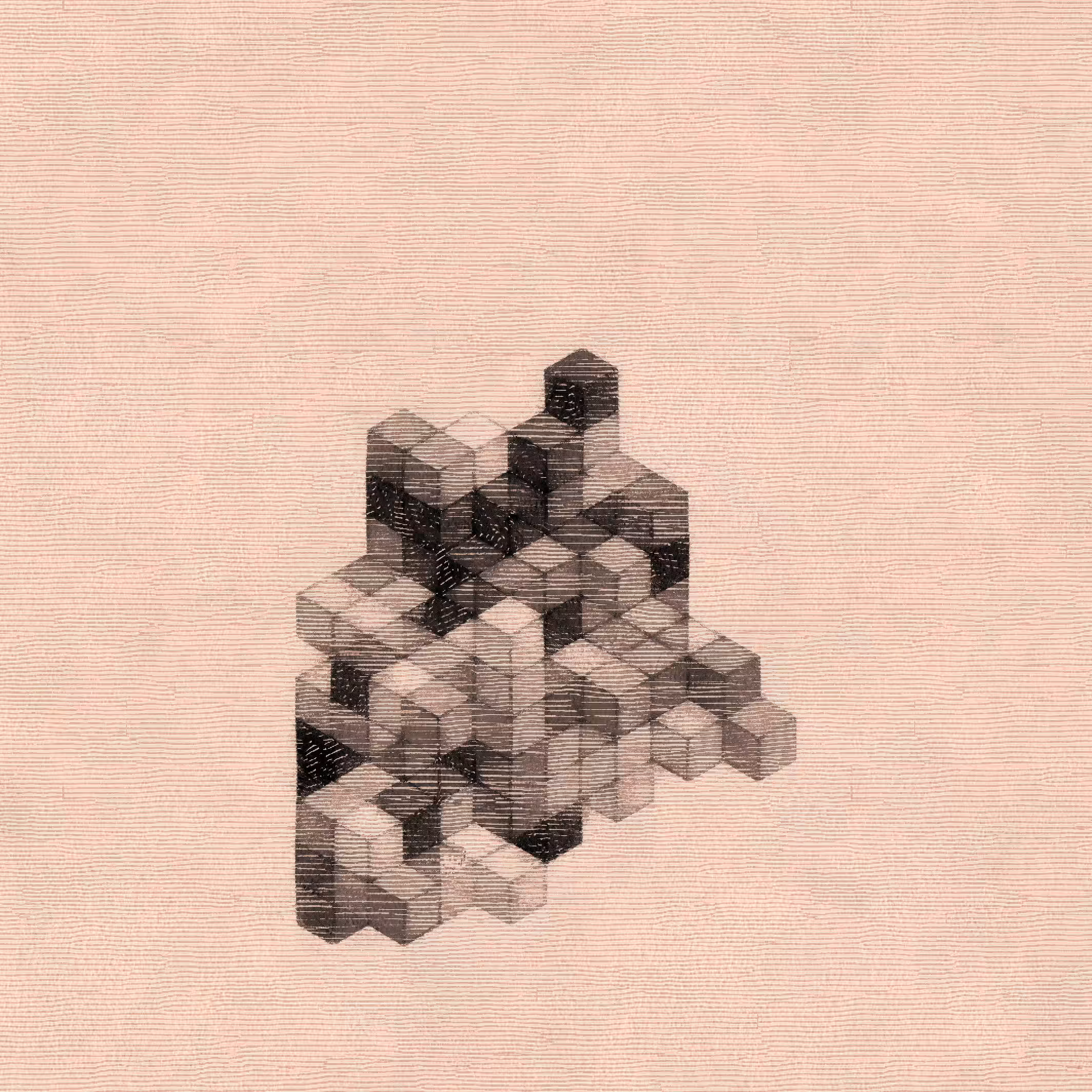 Etched Isometric Wooden Cubes #7