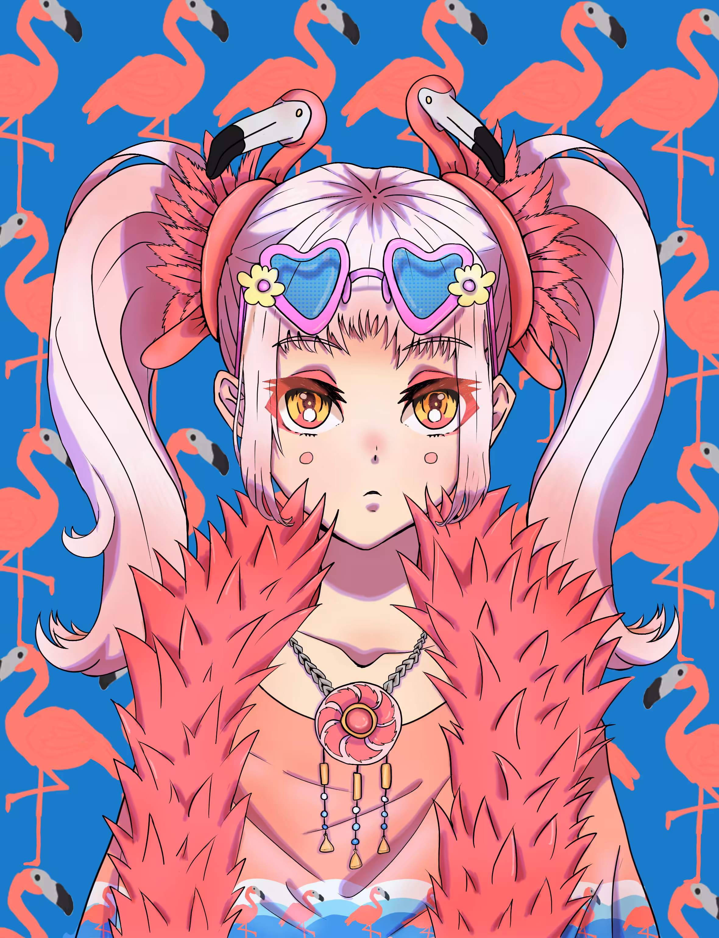 Girls Combine With Flamingo