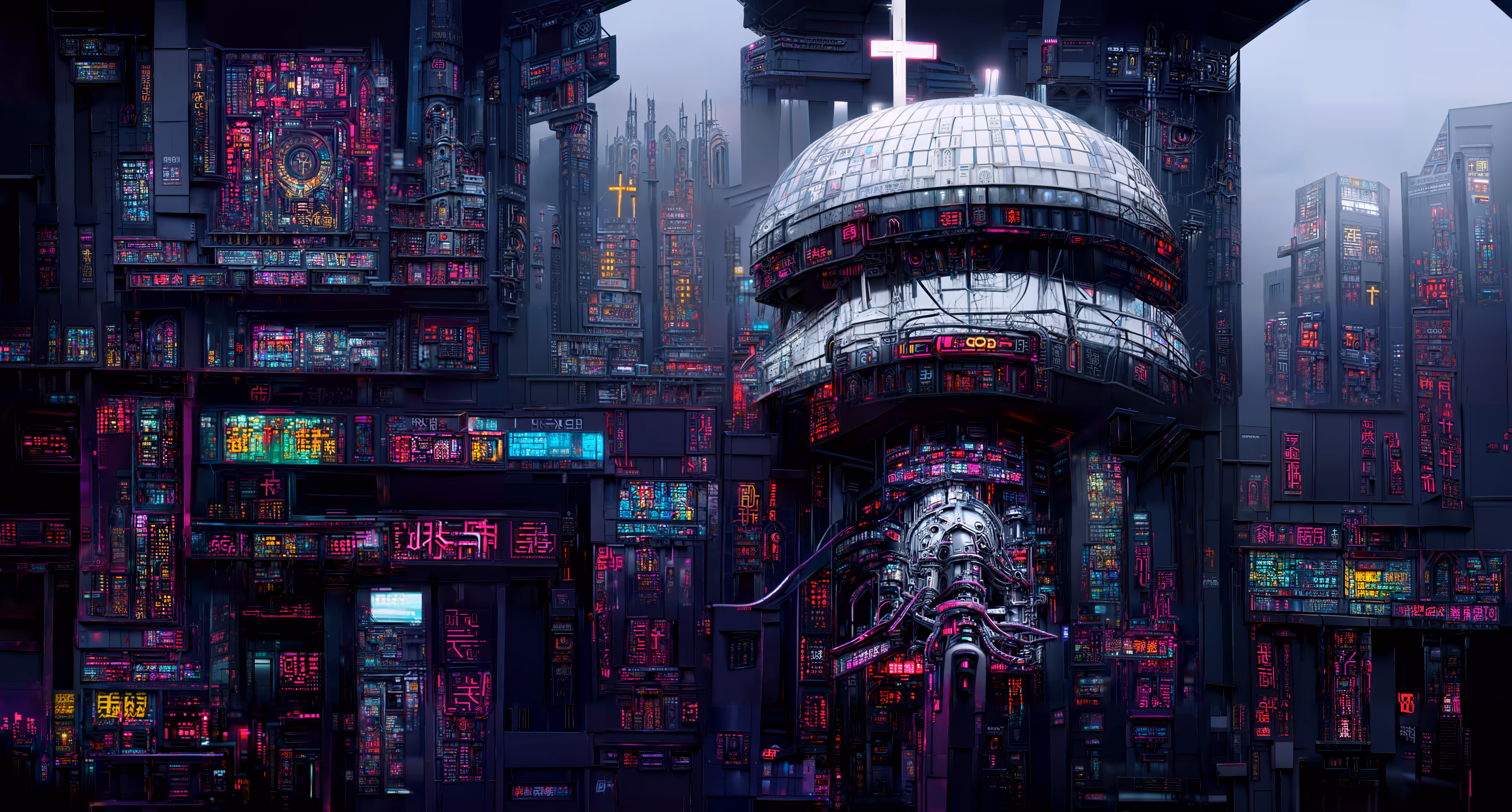 Cyberpunk Temple of the Church of the Machines of God #1
