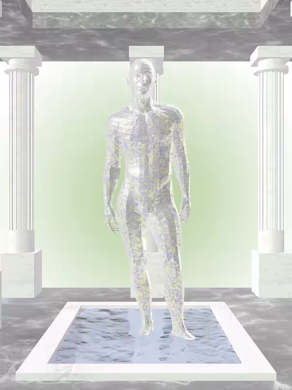 HeavenComputer: The Fading Fragmented Threatening Glitter Bluish Gold Man #6661