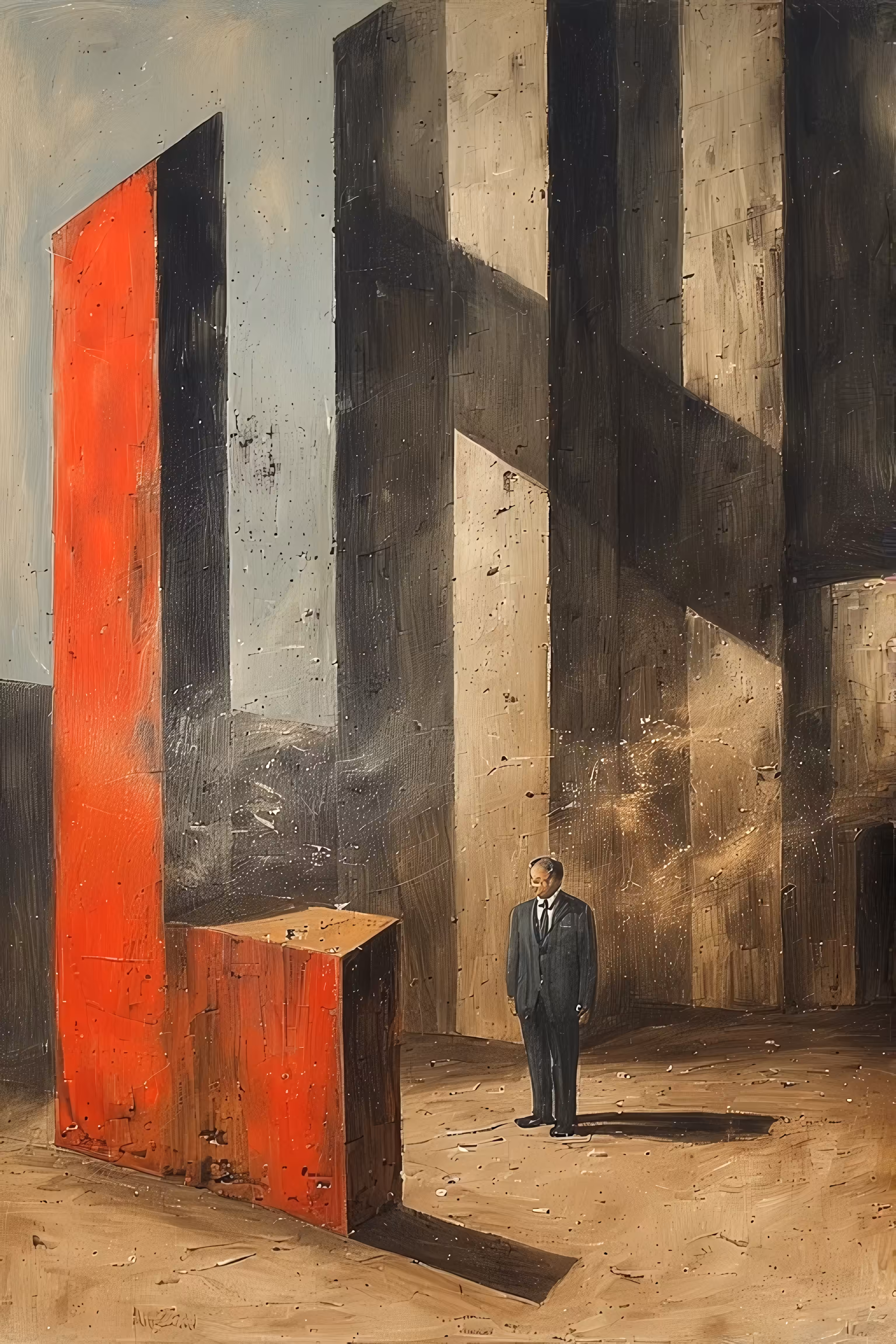 365 Brushstrokes of the Future: The Red Monolith: Concrete Solitude