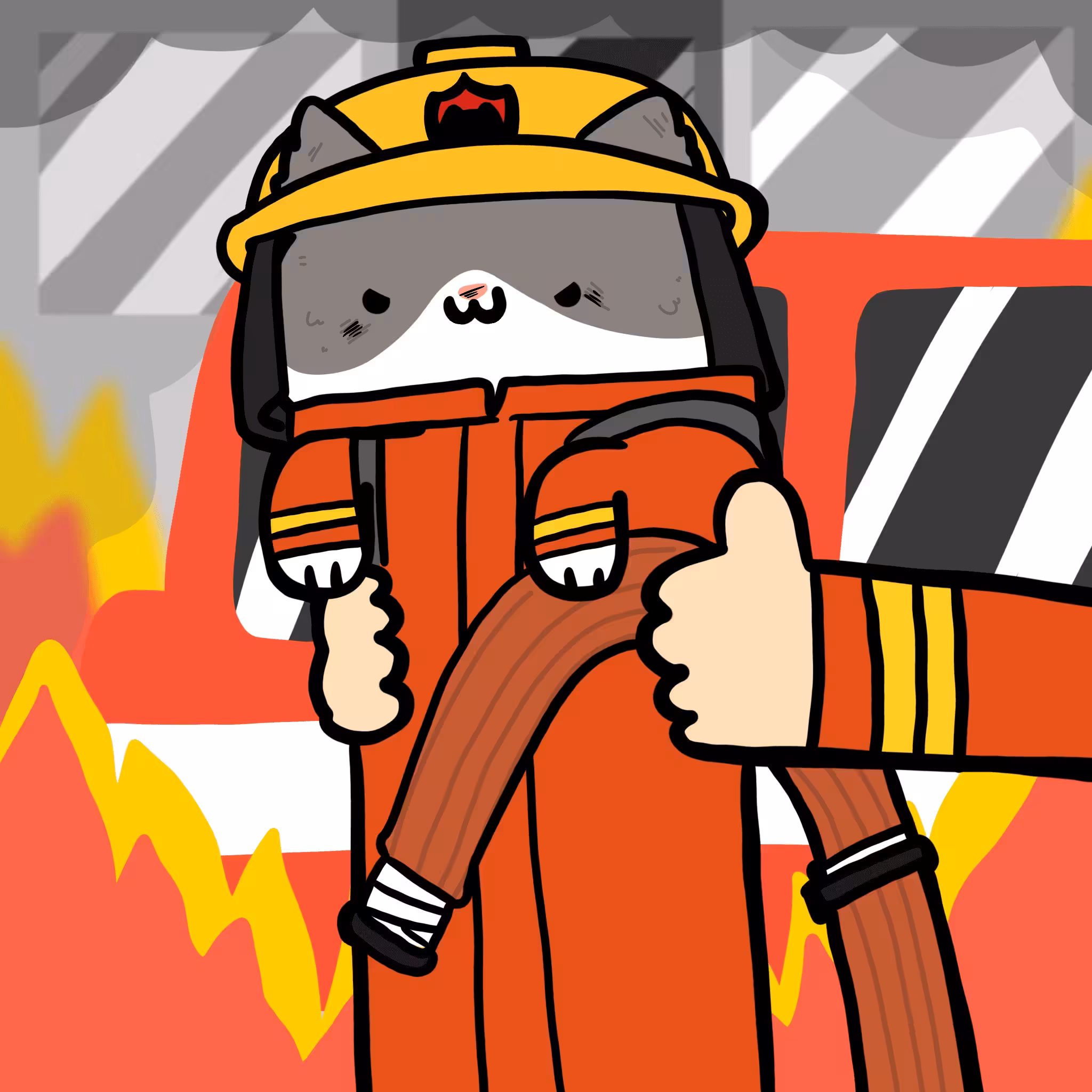 Long long firefighter cat #201