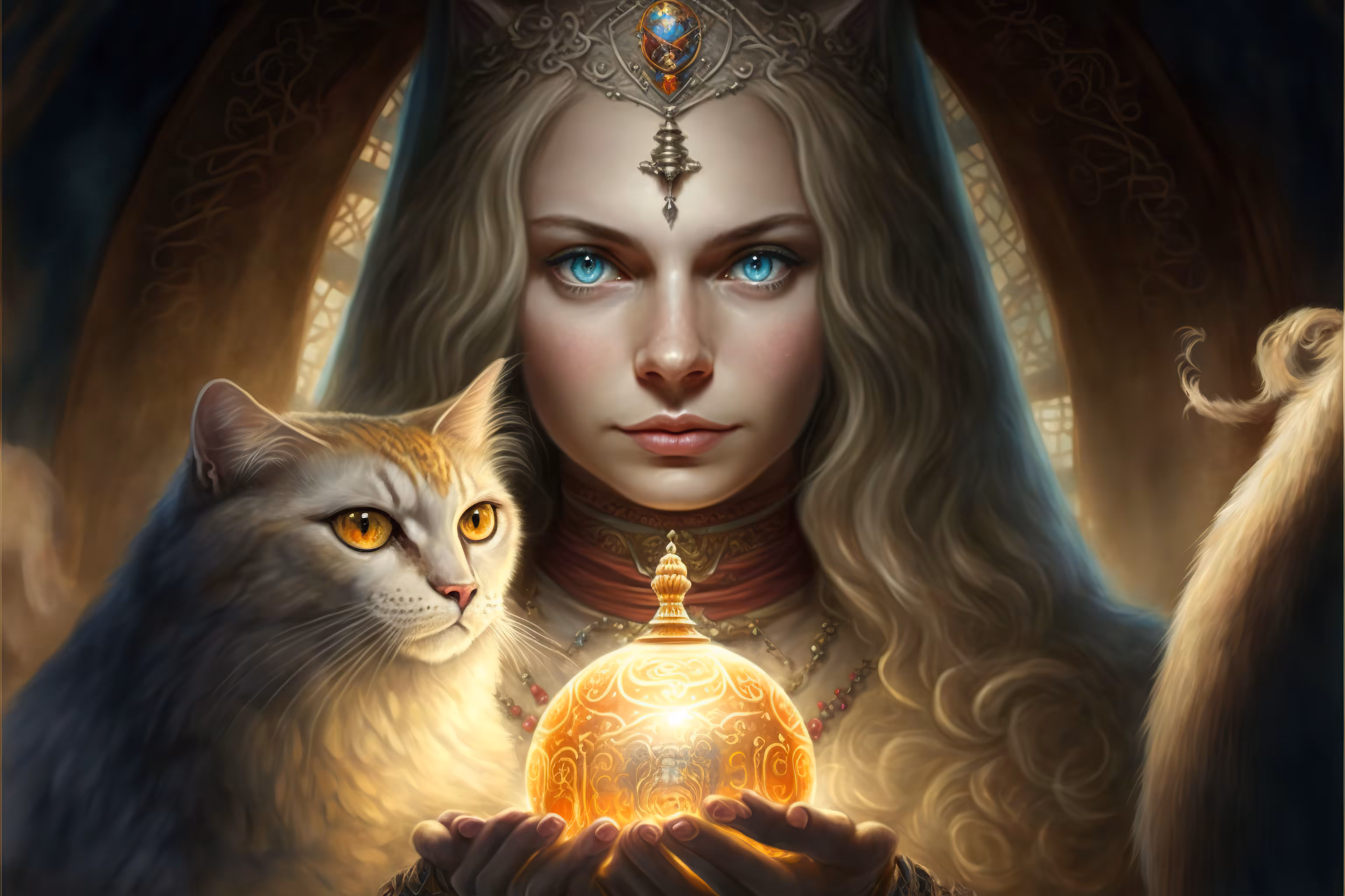 The Goddess and the White Cat's Magic Globe