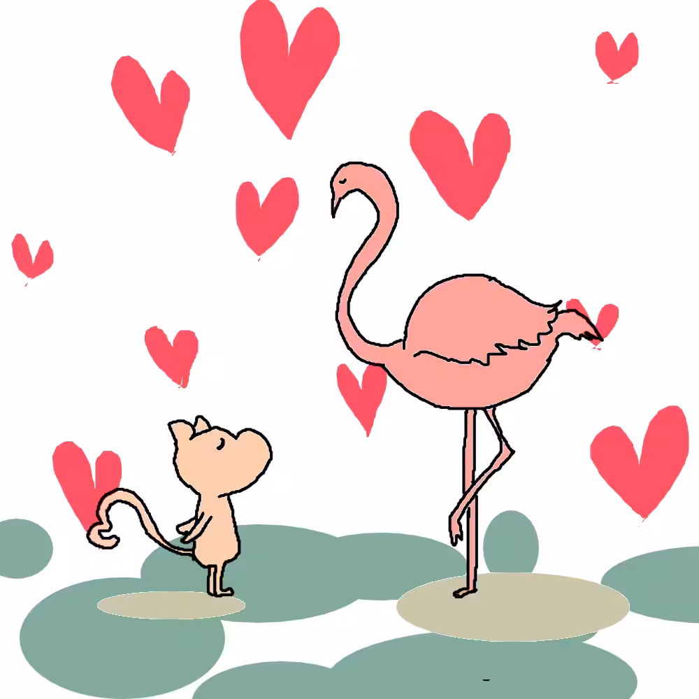 Cat with Flamingo