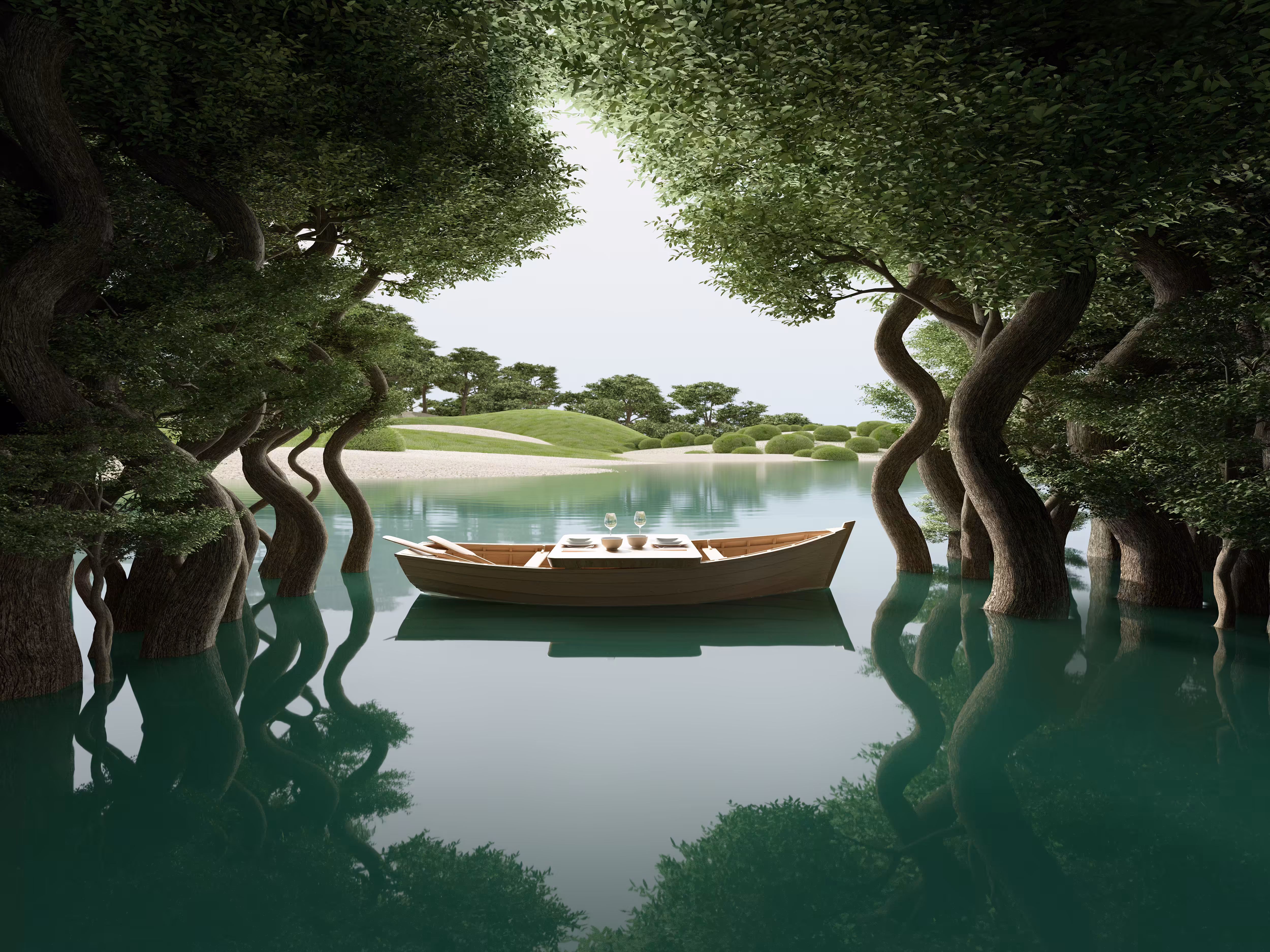 Lunch in a boat