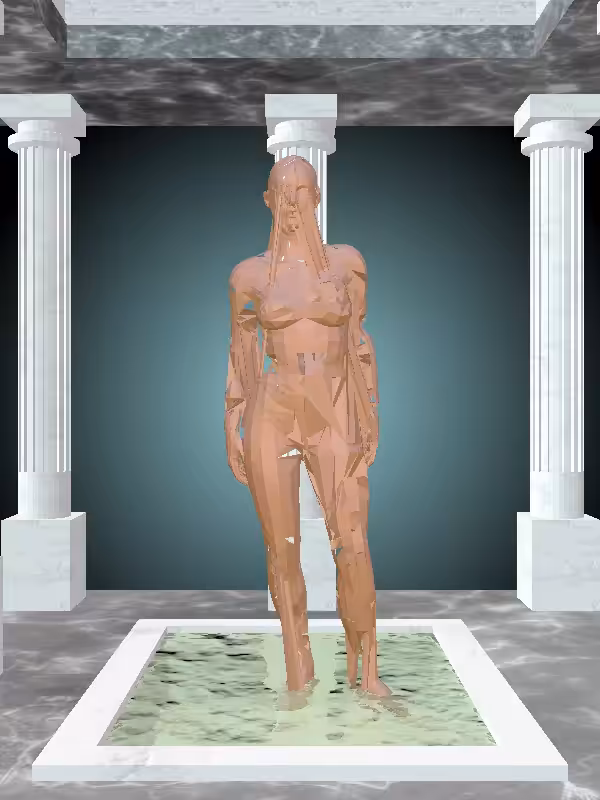The Fragmented Threatening Metallic Brick Woman #2226