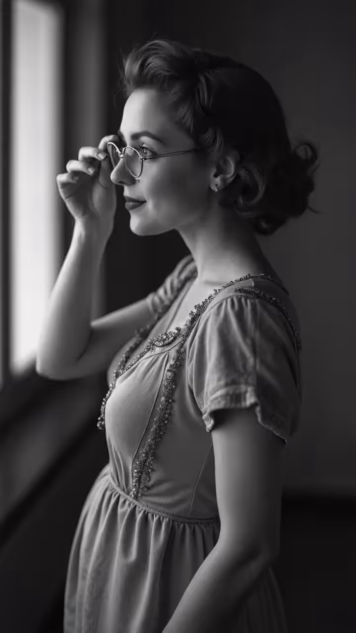 The smile of the woman with glass eyes