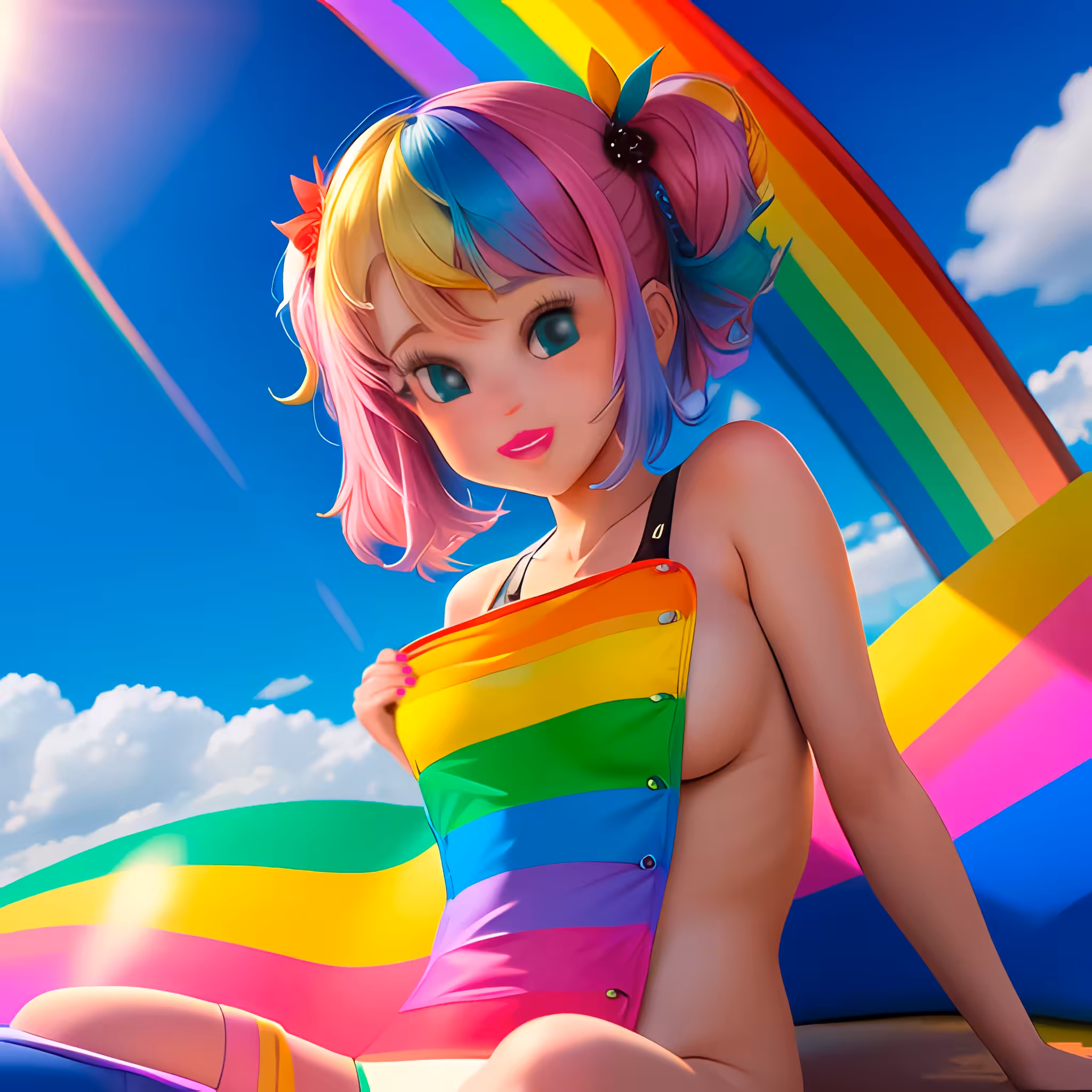 A marvelous and colorful world: Riding a rainbow