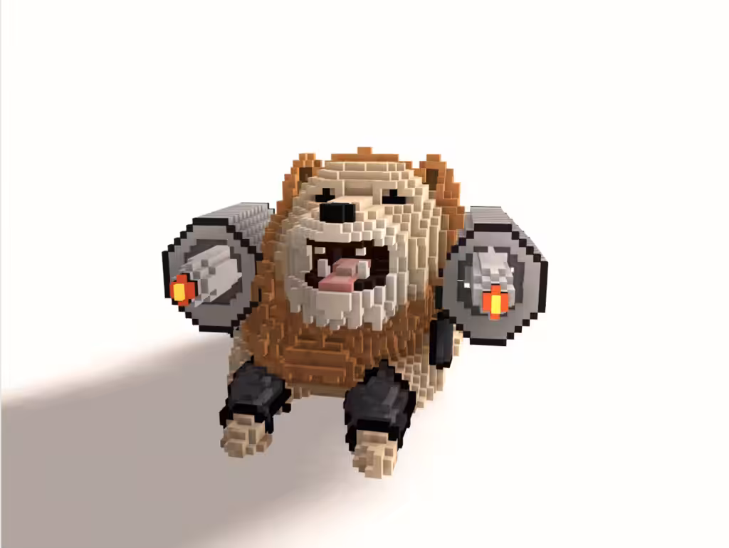 Voxel Lion With Gear