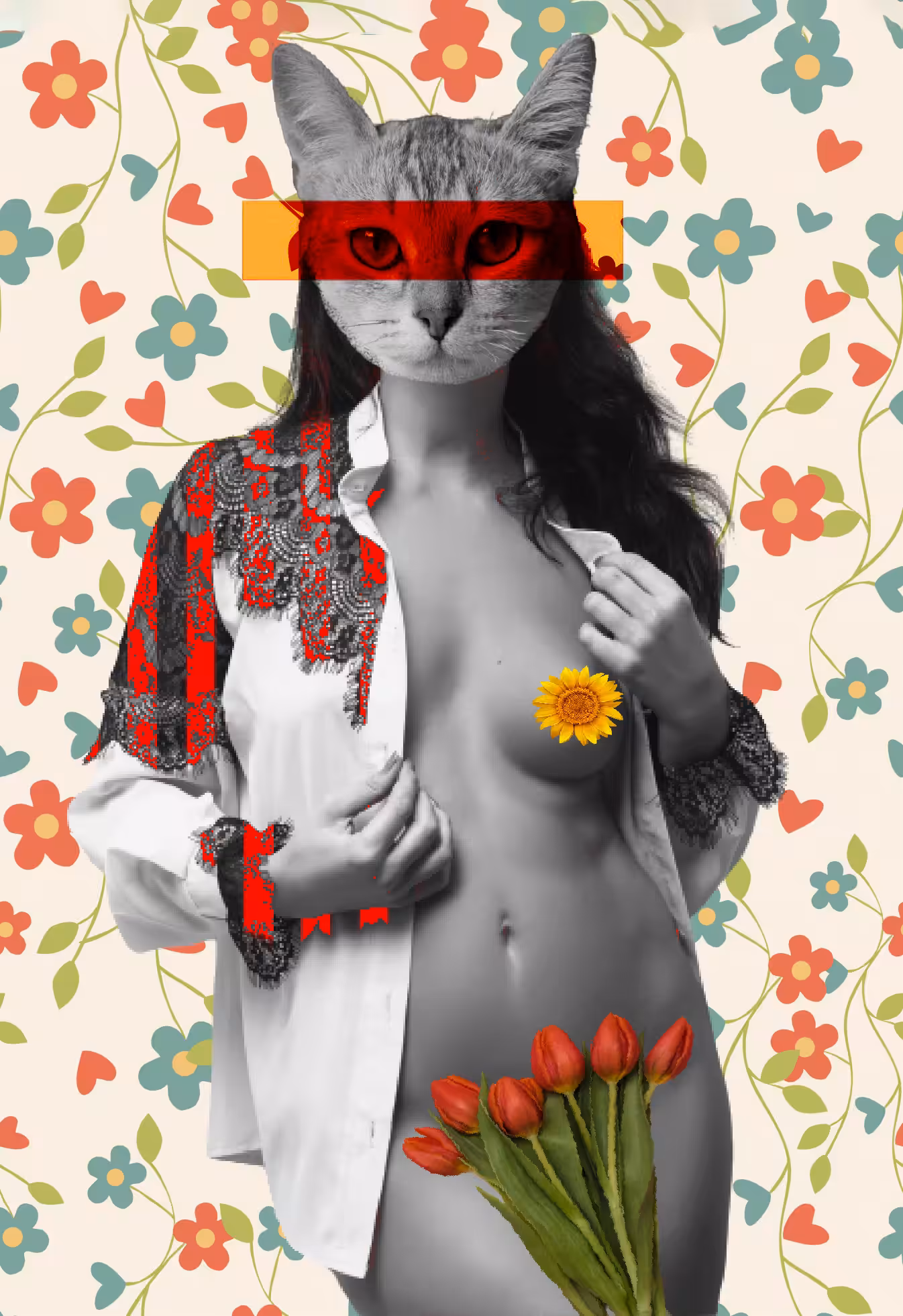 Cat Lady - Mixed Media