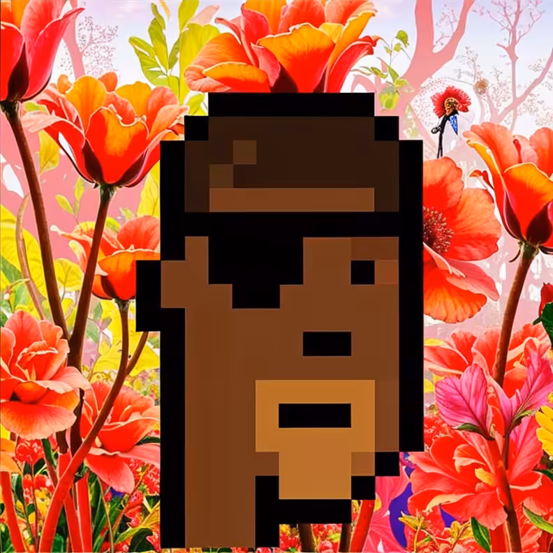 Your Vibe Attracts Your Tribe -- (CryptoPunks V1 #9218 x fLOWers by MLow)