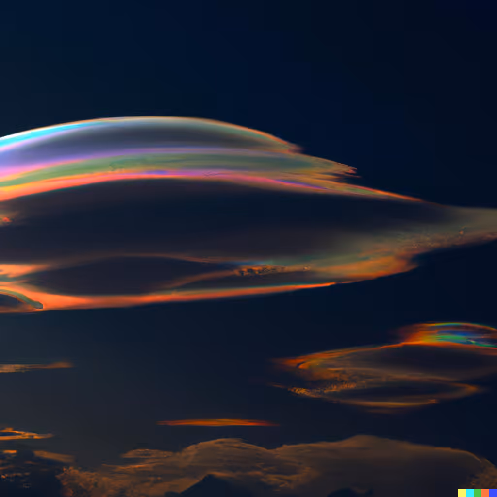☁️ 28 - a iridescent pileus scarf cloud in sunset