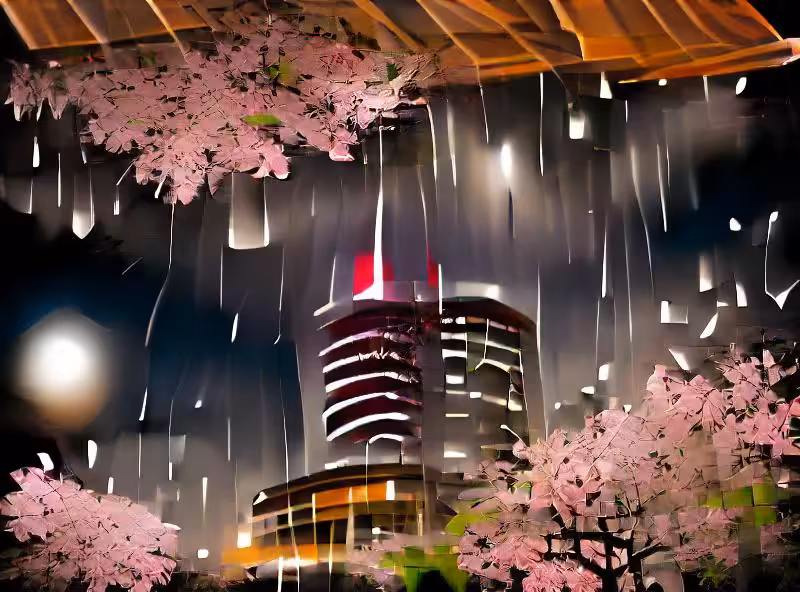 Abraham's First Works: tokyo night raining hanami zen