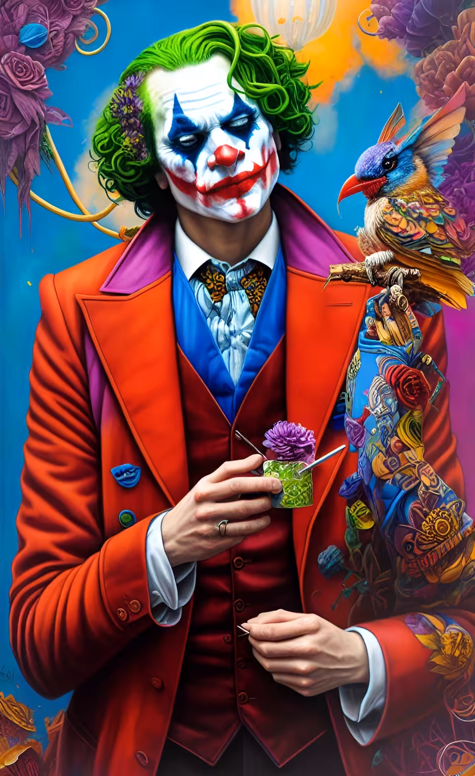 Joker with his colorful bird