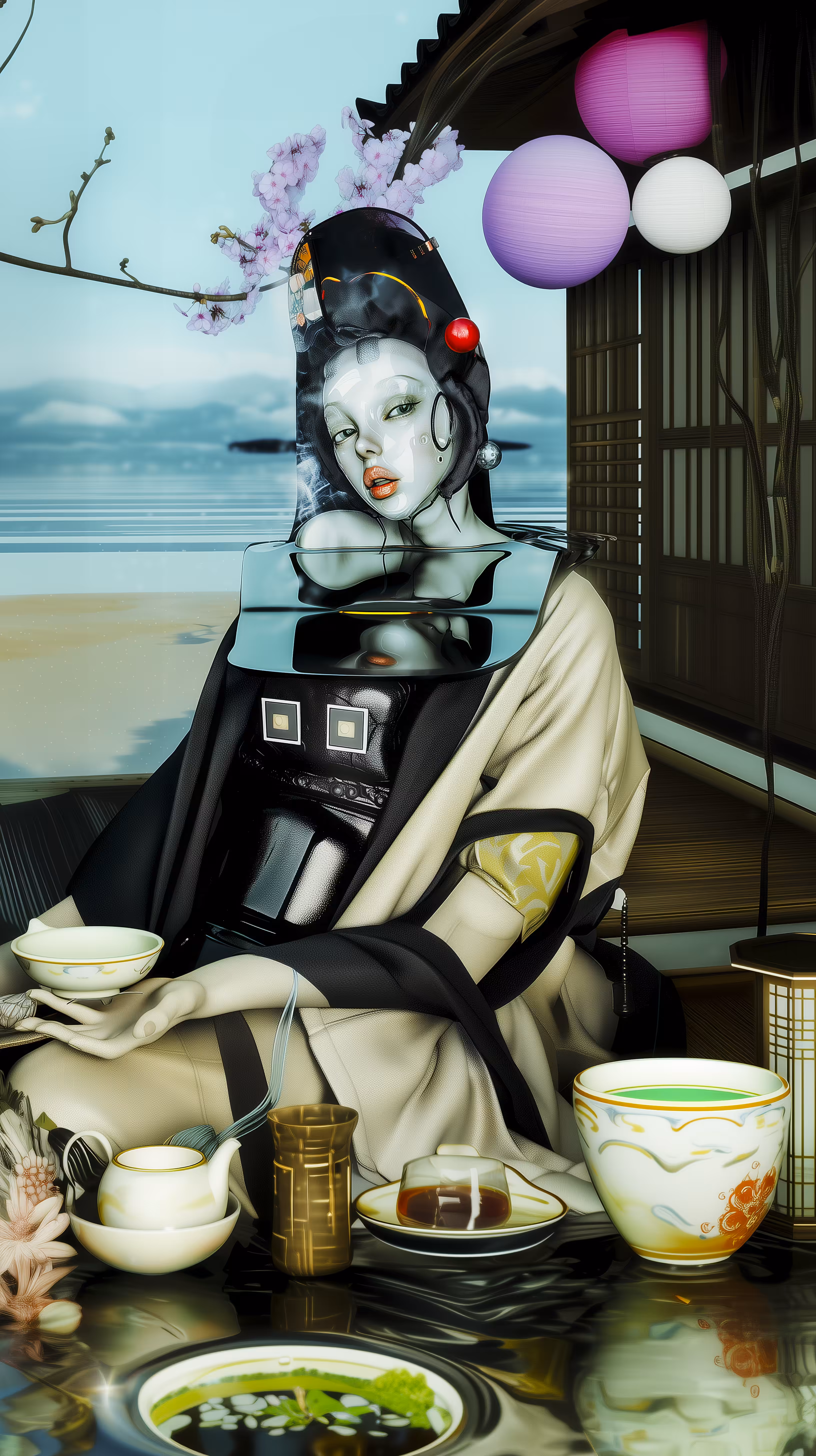 At a Japanese Coastal House on a Calm Day