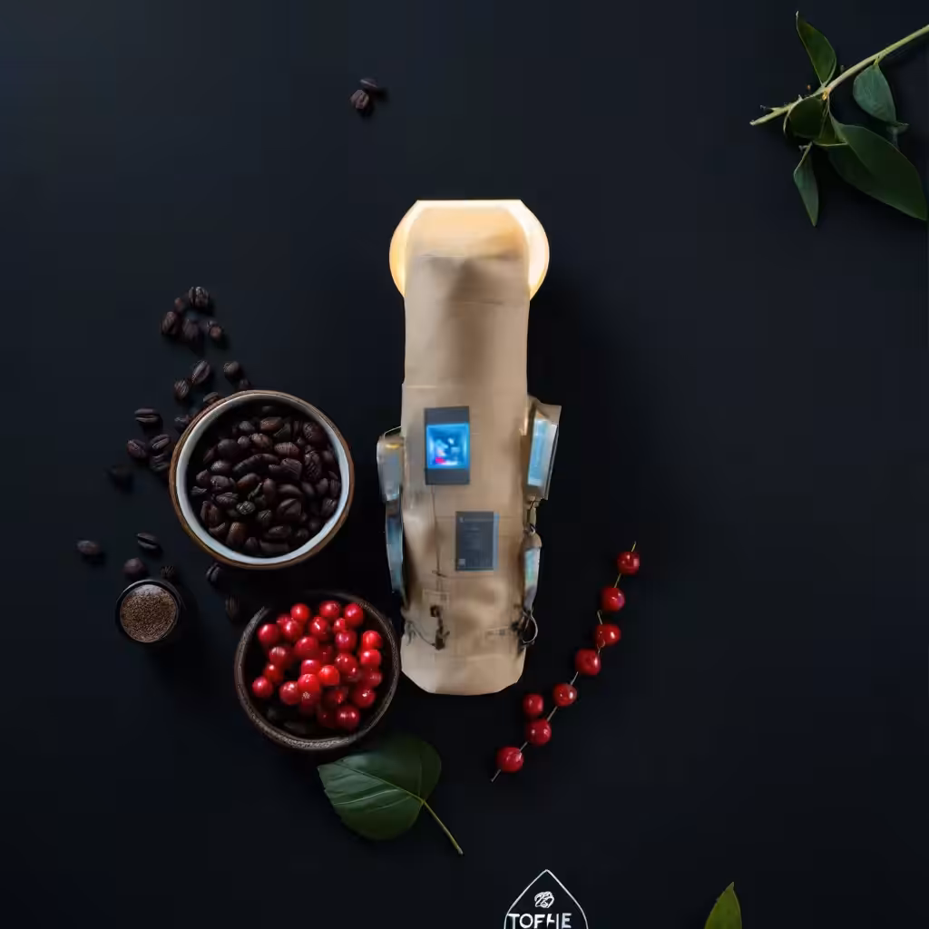 tezpole birds eye view with coffee beans and cranberries