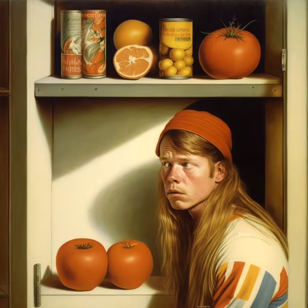AXL ROSE IN THE TOMATO CUPBOARD 
