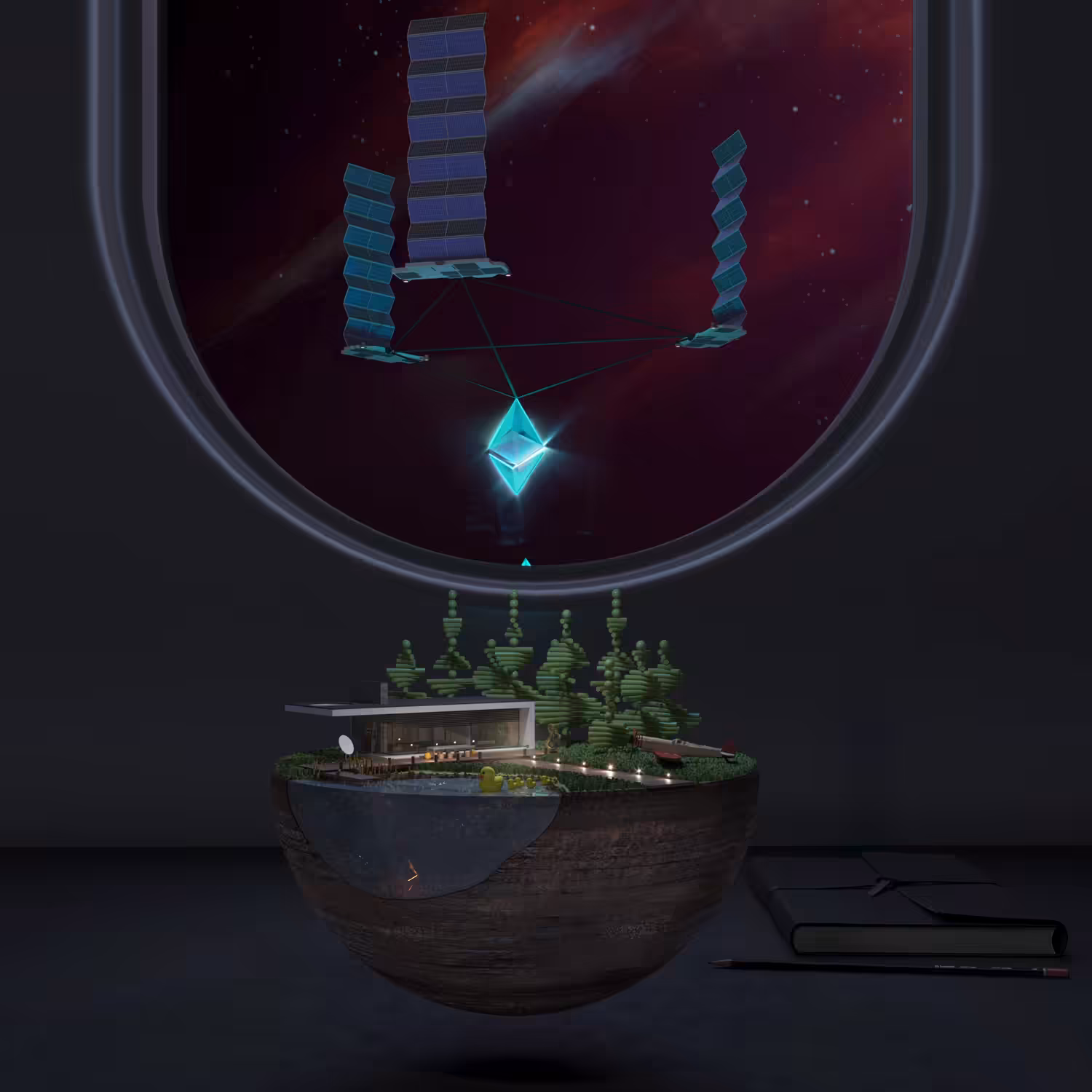 "Home Sweet Home" levitating nightlight design.