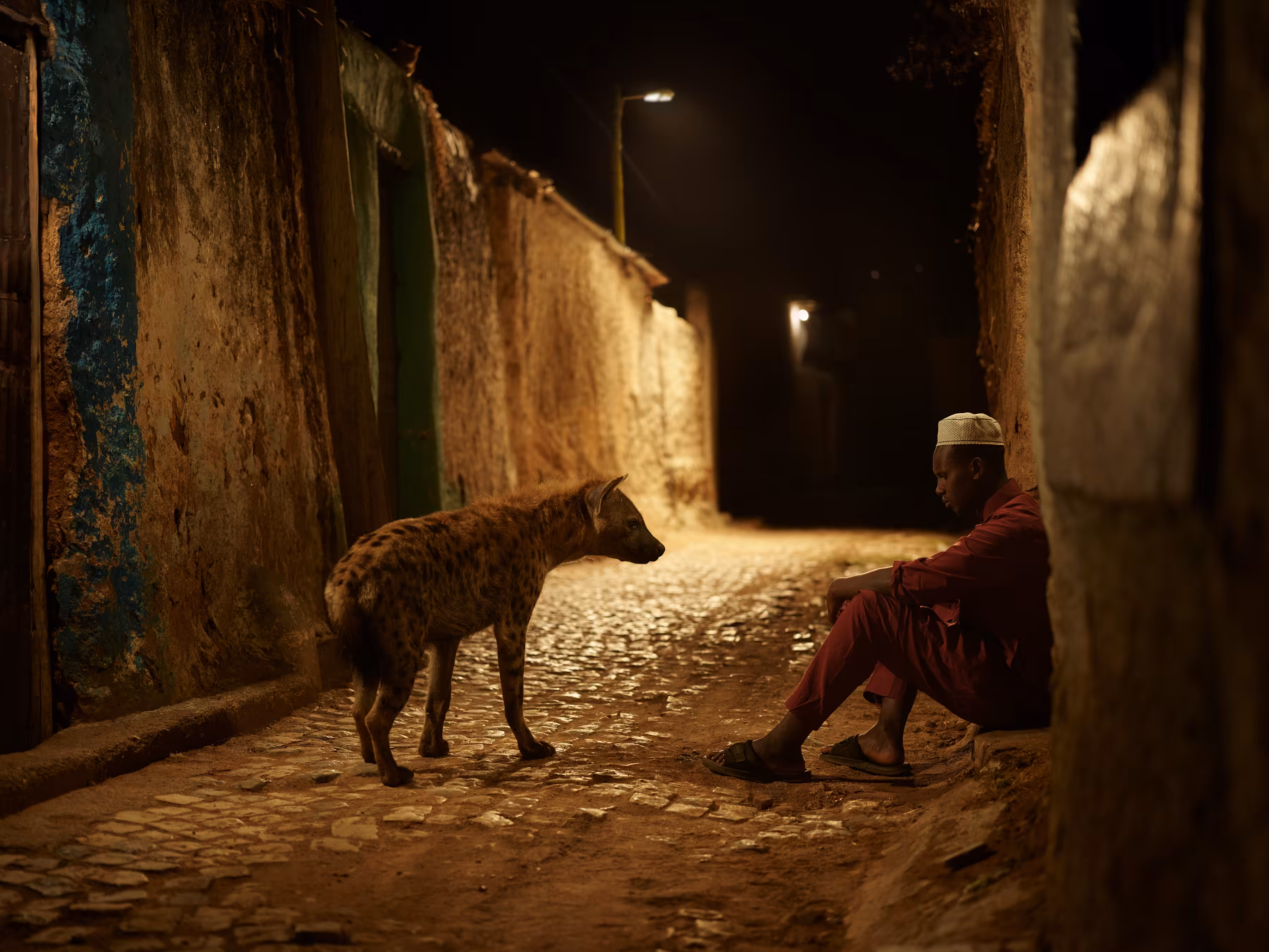 Ethiopia - Abbas with Chala the Hyena