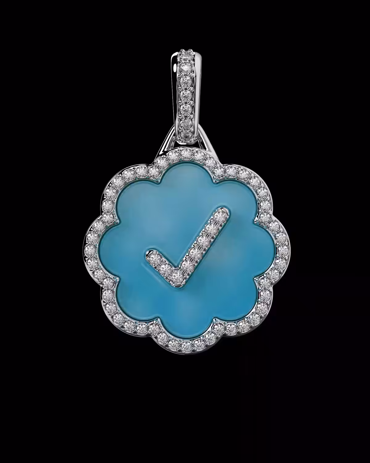 Solid Gold Diamond Enamel Pendant